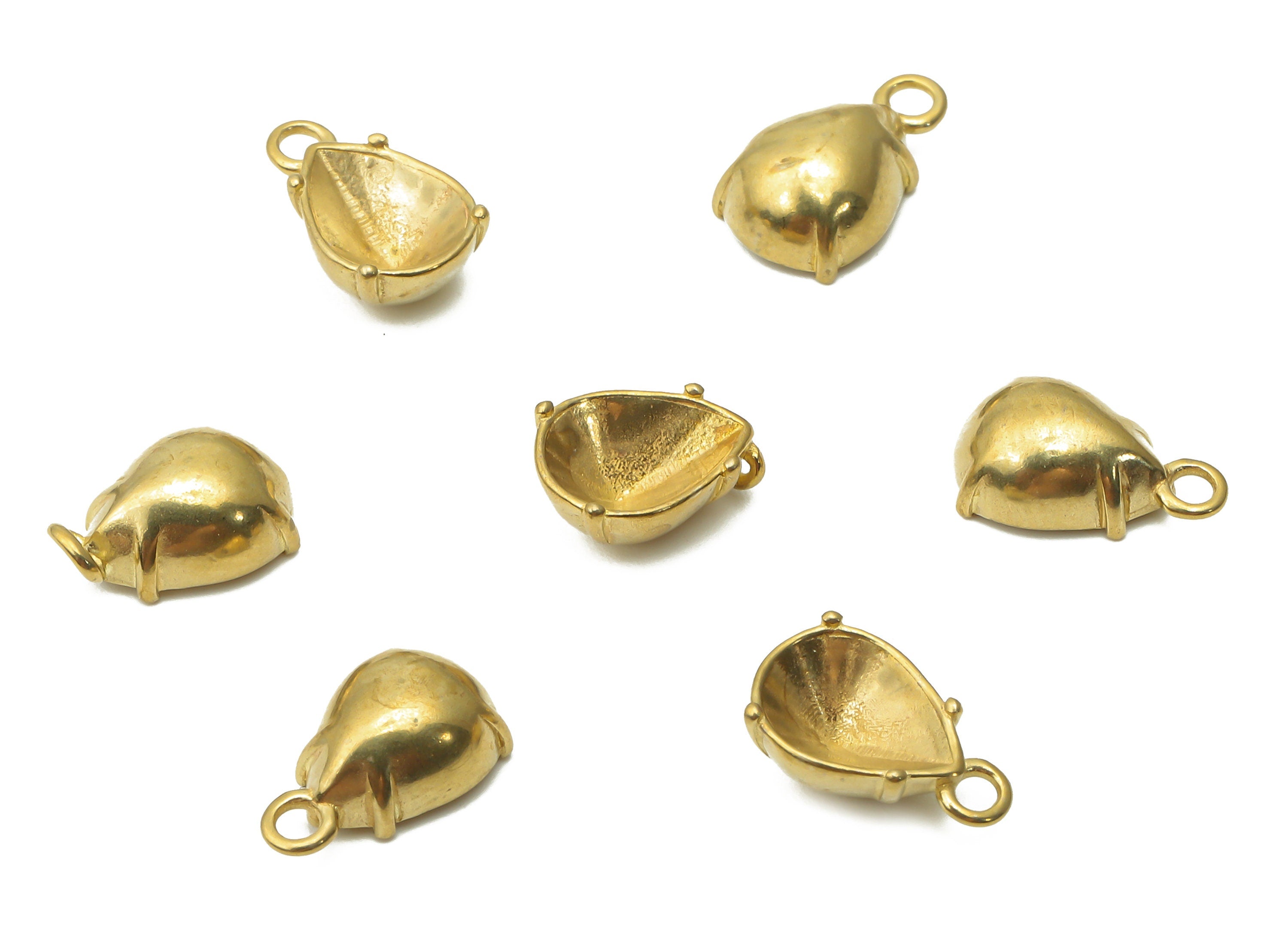 Brass Drop Earring Charms - Raw Brass Cabachon Teardrop Earring - Brass Teardrop Pendant - Brass Teardrop Earring - 10.8x6.6x1.26mm - PP7743 - DOMEDBAZAAR