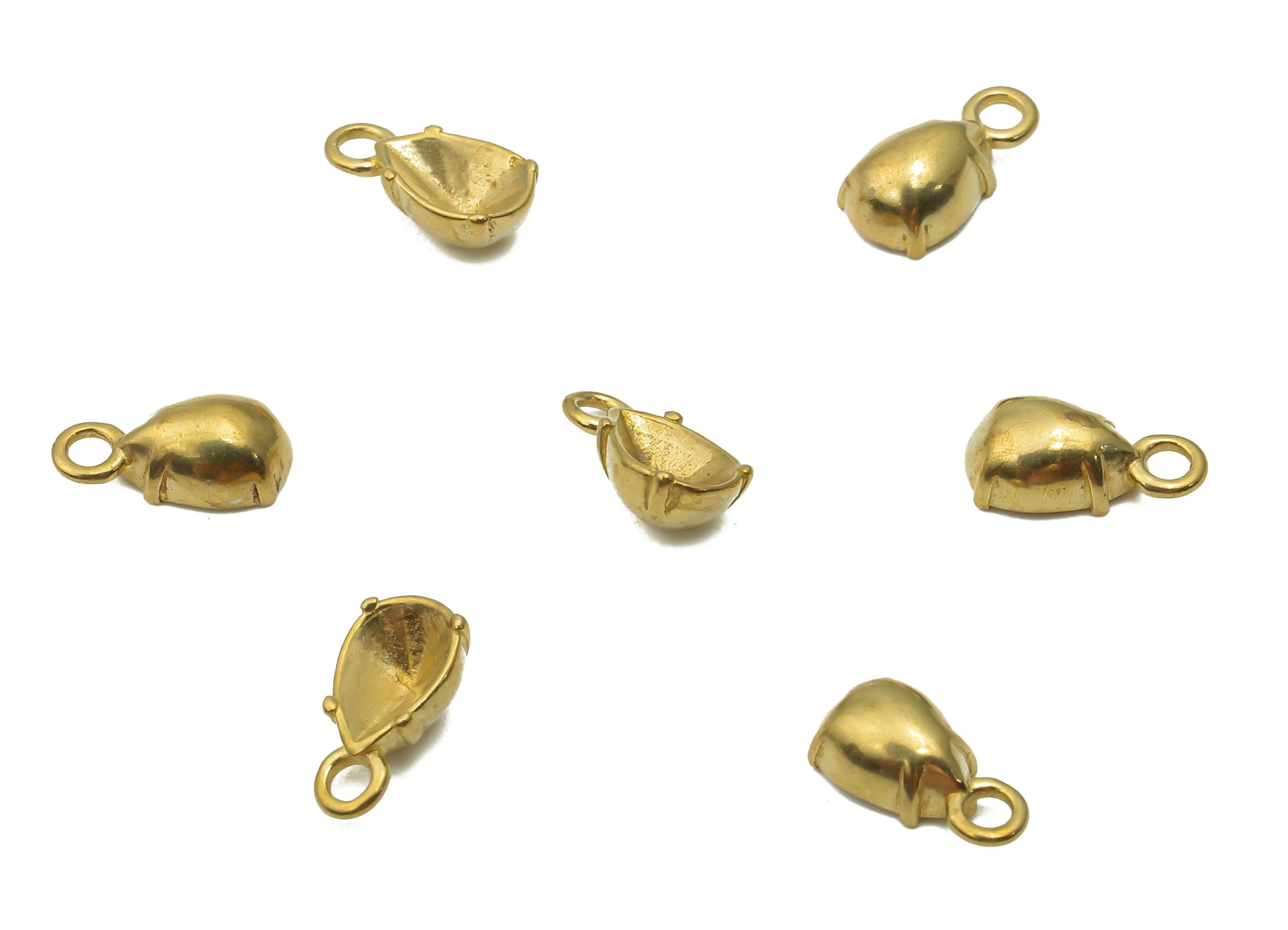 Brass Drop Earring Charms - Raw Brass Cabachon Teardrop Earring - Brass Teardrop Pendant - Brass Teardrop Earring - 8.8x4.67x1.12mm - PP7747 - DOMEDBAZAAR
