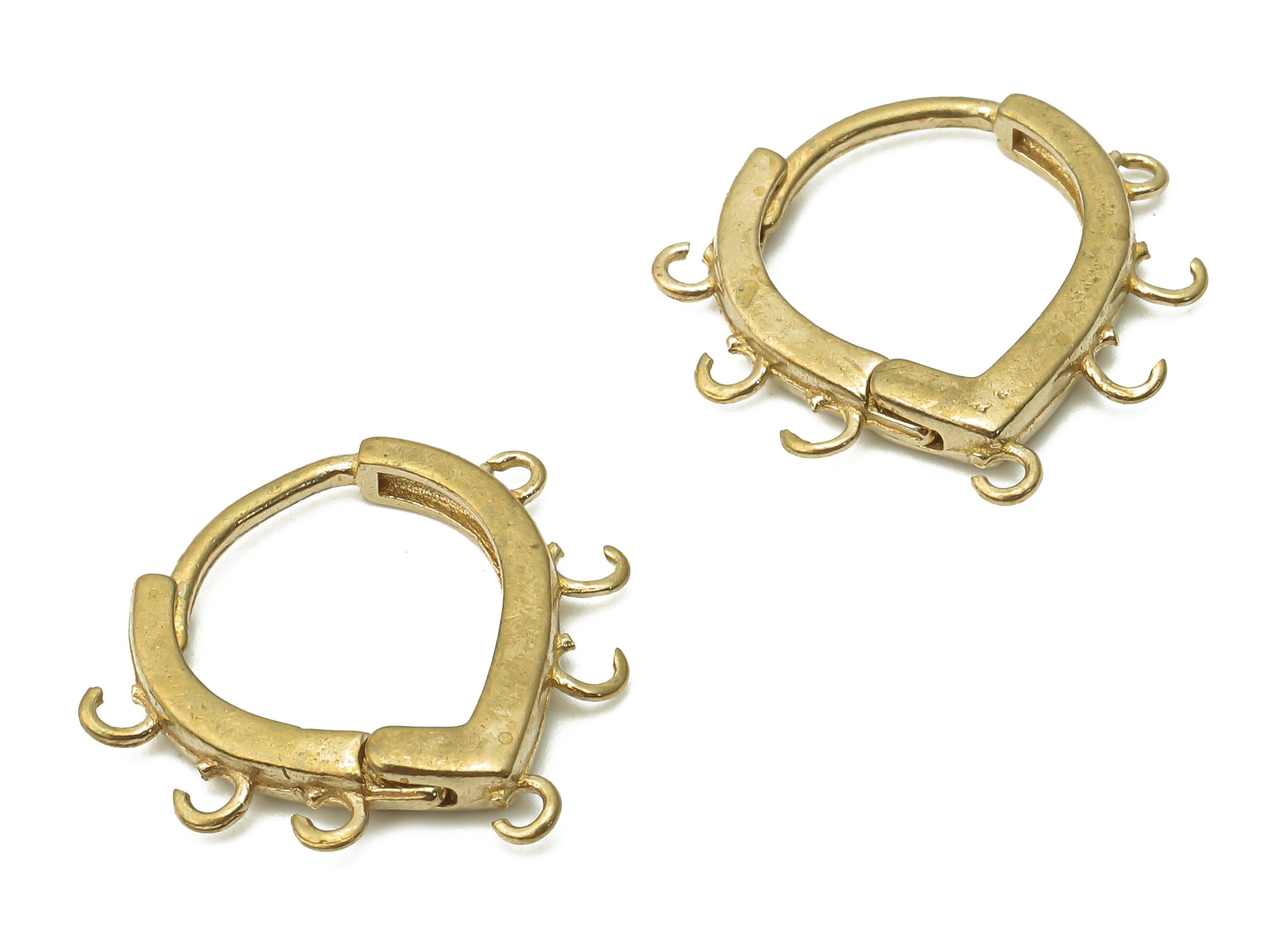 Brass Drop Hoops Earring Connector - Raw Brass Teardrop Hoop Earring With Loop - Brass Huggie Clasps With 7 Loops - 18.2x17.1x2.5mm - PP7763 - DOMEDBAZAAR