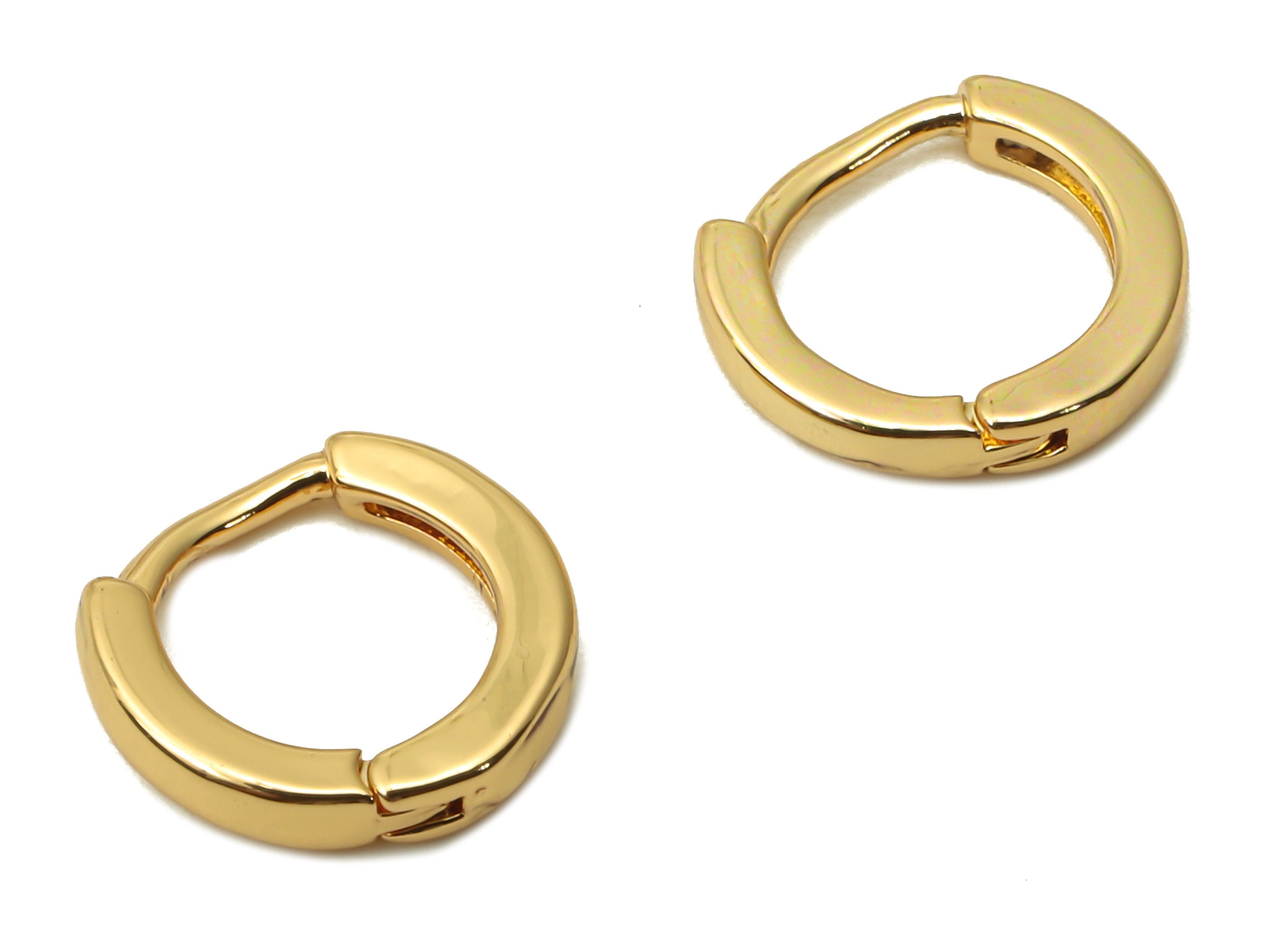 Brass Round Earrings Clasps - Gold Plated Earrings Hoop - Brass Hoop Clasps - 18K Real Gold Plated Brass - 18x8.32x1.23mm - RGP4817 - DOMEDBAZAAR