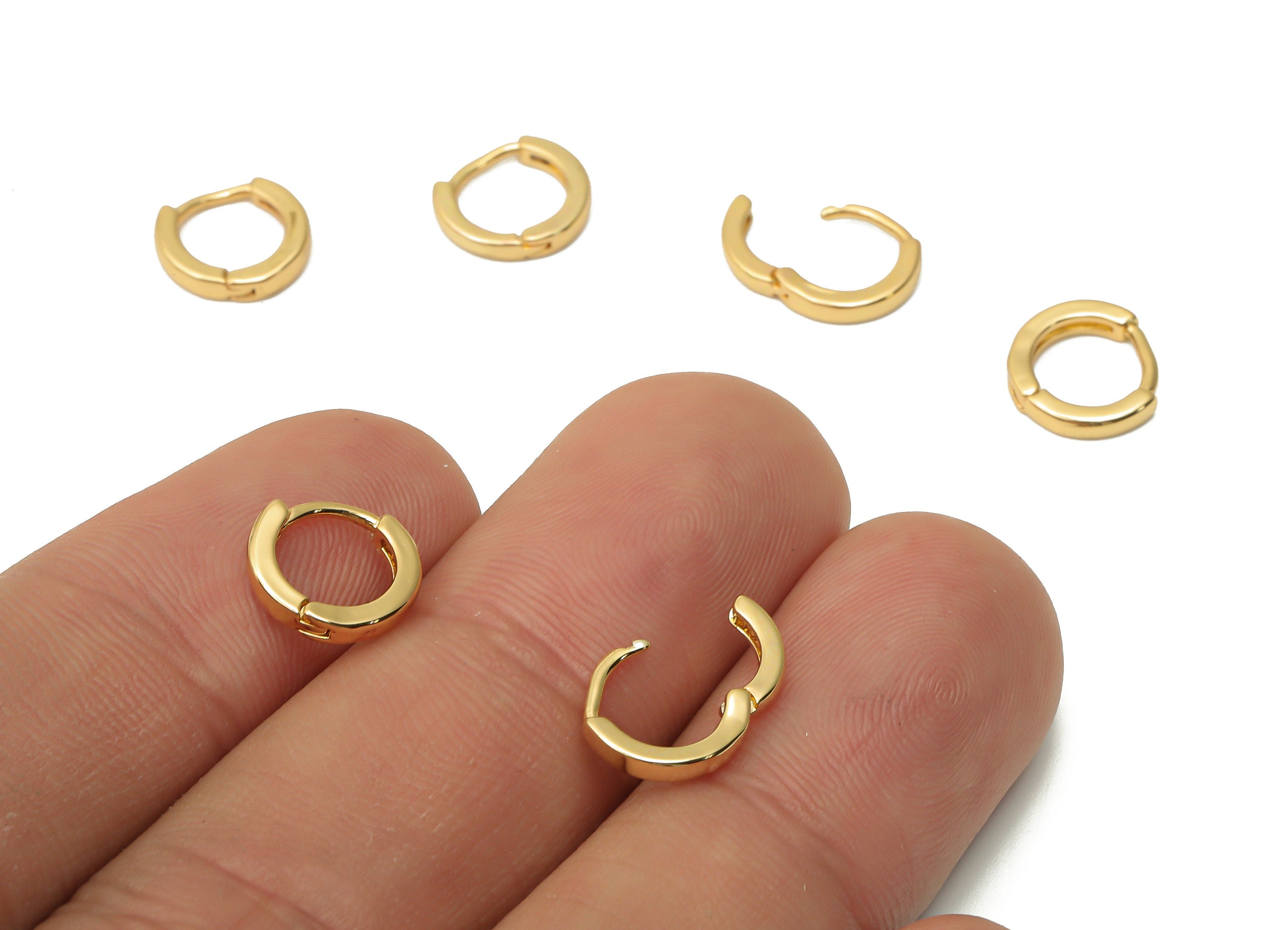 Brass Round Earrings Clasps - Gold Plated Earrings Hoop - Brass Hoop Clasps - 18K Real Gold Plated Brass - 18x8.32x1.23mm - RGP4817 - DOMEDBAZAAR