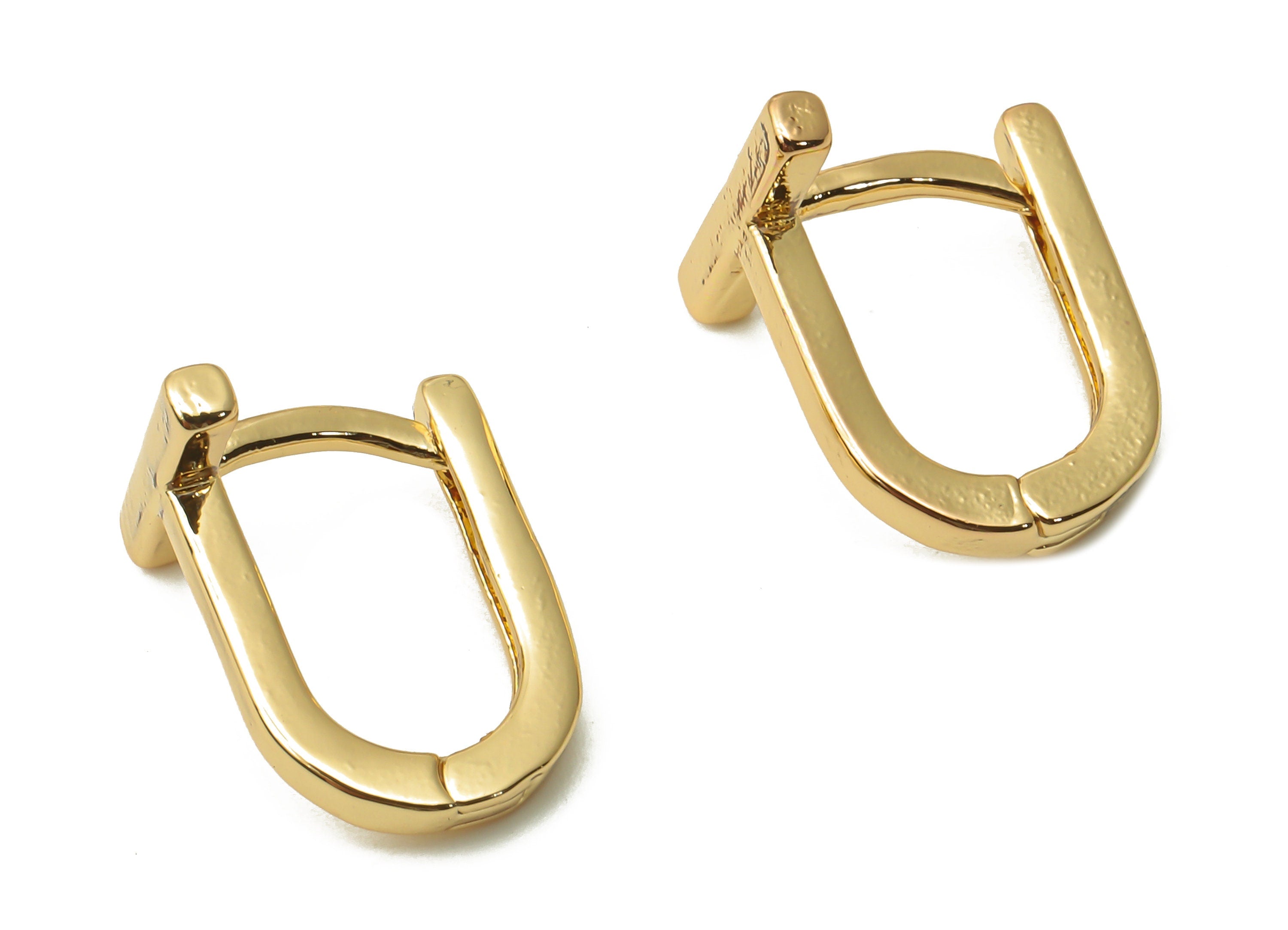 Brass Toggle Earring Clasp - Brass Bar Huggie Hoop Earrings - Brass U Earrings Clasps - 18K Real Gold Plated- 12.87x9.82x1.48mm -RGP4823 - DOMEDBAZAAR