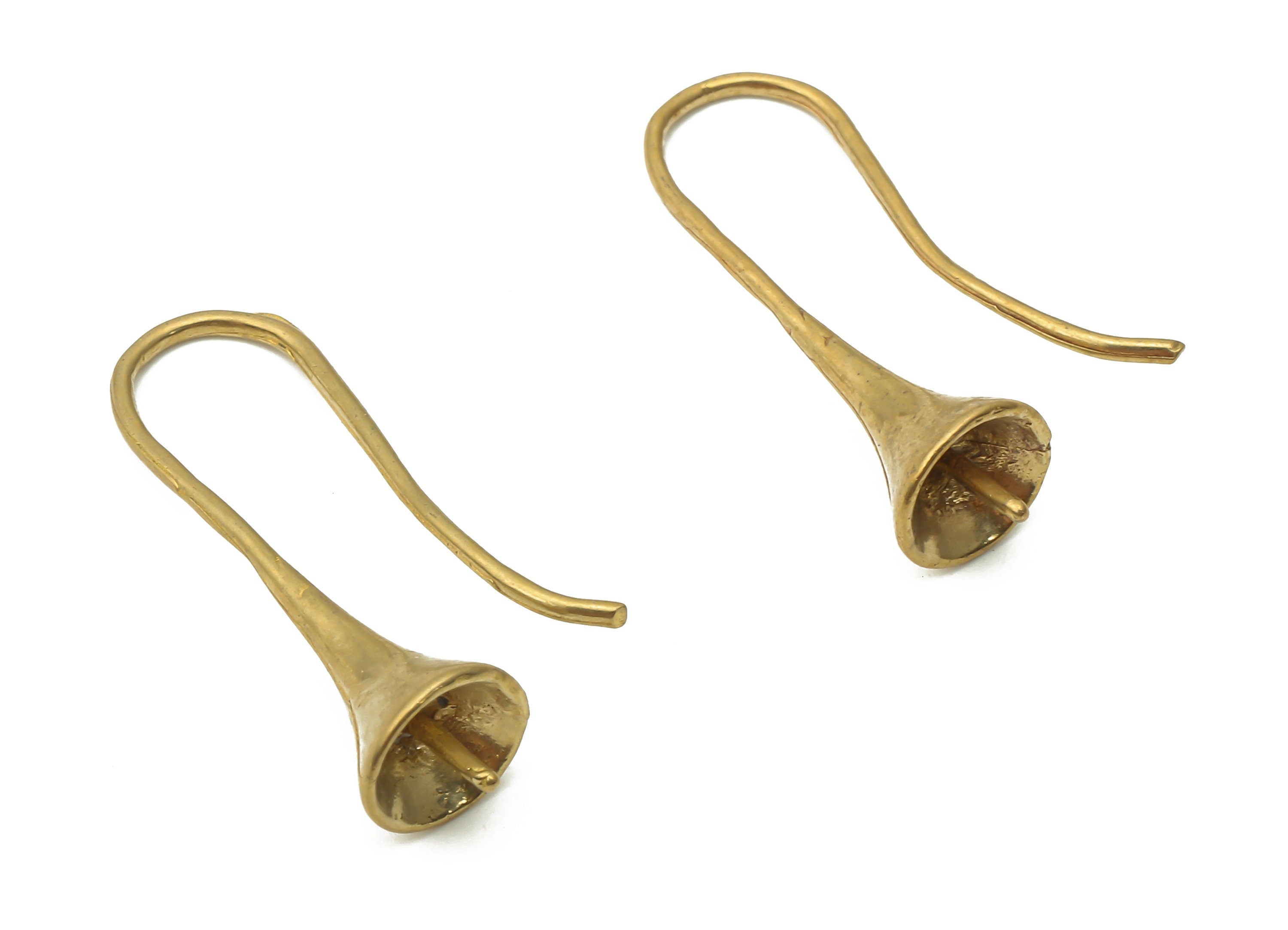 Brass Earrings Wires - Raw Brass Round Bell Earrings Hook - Brass Earrings Findings - Brass Round Wires - 26.94x8.75x0.96mm - PP7775 - DOMEDBAZAAR