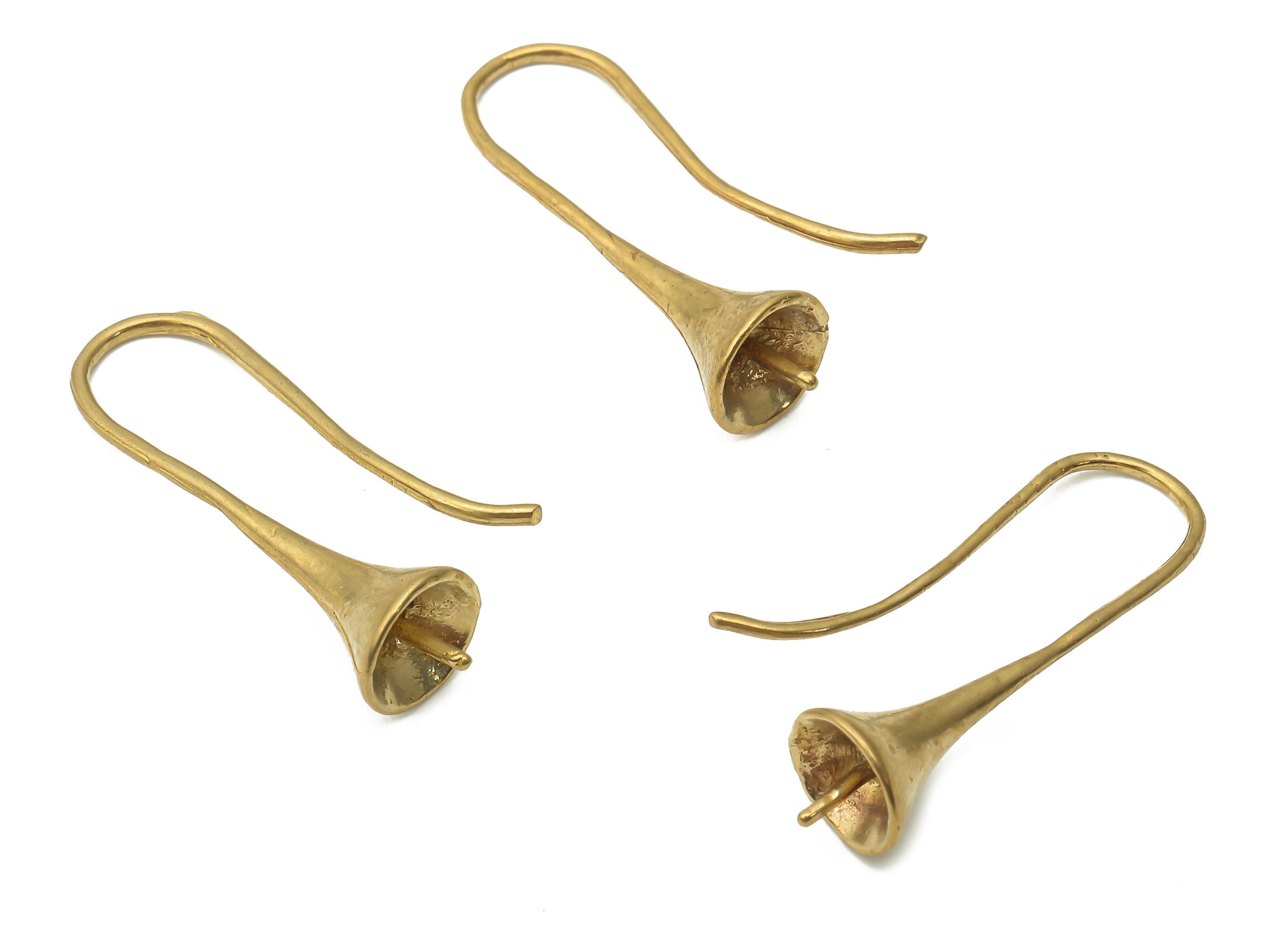 Brass Earrings Wires - Raw Brass Round Bell Earrings Hook - Brass Earrings Findings - Brass Round Wires - 26.94x8.75x0.96mm - PP7775 - DOMEDBAZAAR