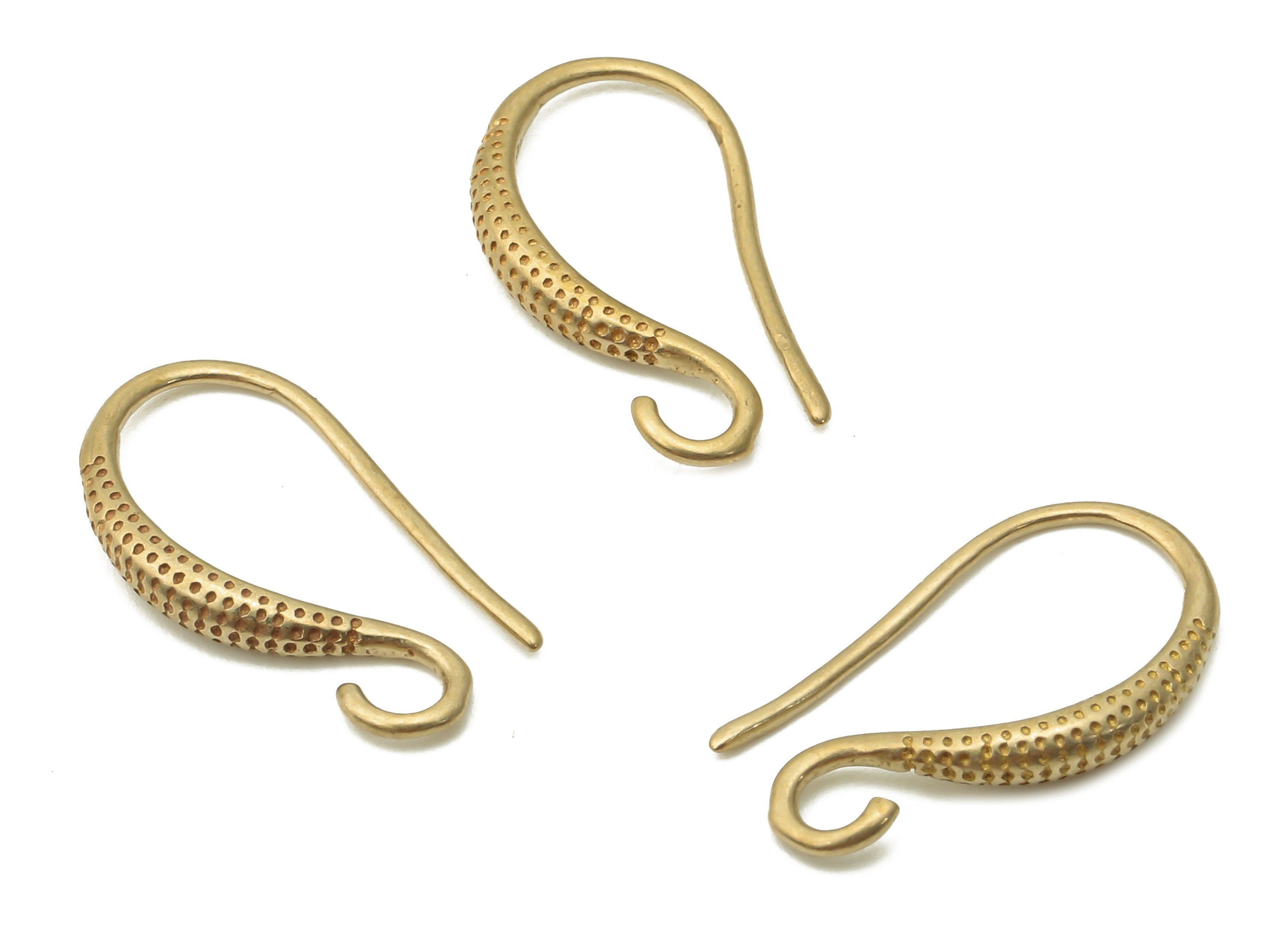 Brass Earrings Wires - Raw Brass Round Spots Earring Hook - Brass Earrings Hooks - Brass Wire Ear Hooks - 17.15x9.8x2.25mm - PP7781 - DOMEDBAZAAR