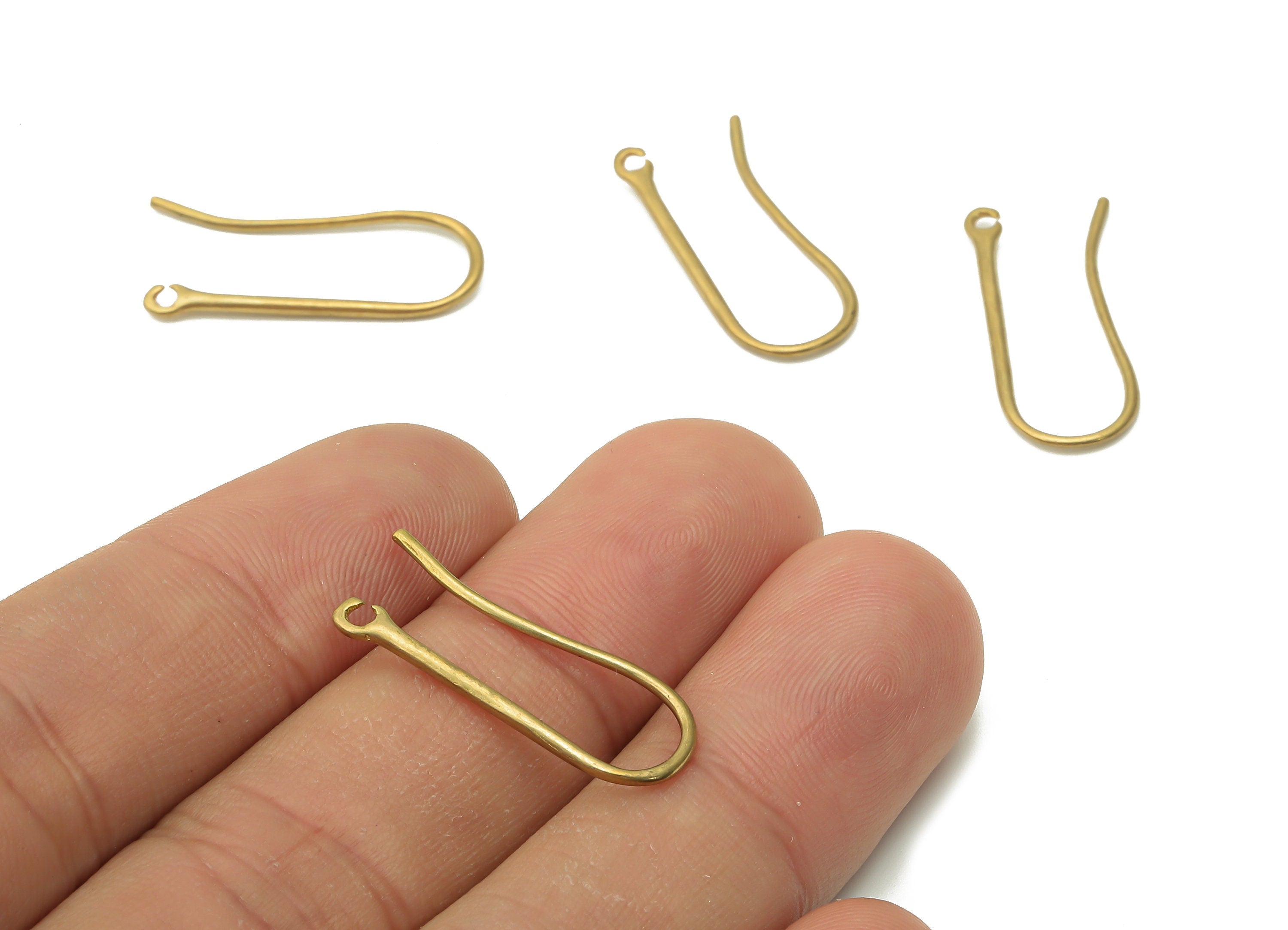 Brass Earrings Wires - Raw Brass Earring Hooks With Loop - Wire Earrings - Brass Earring - 24.97x10.21x1.35mm - PP7790 - DOMEDBAZAAR