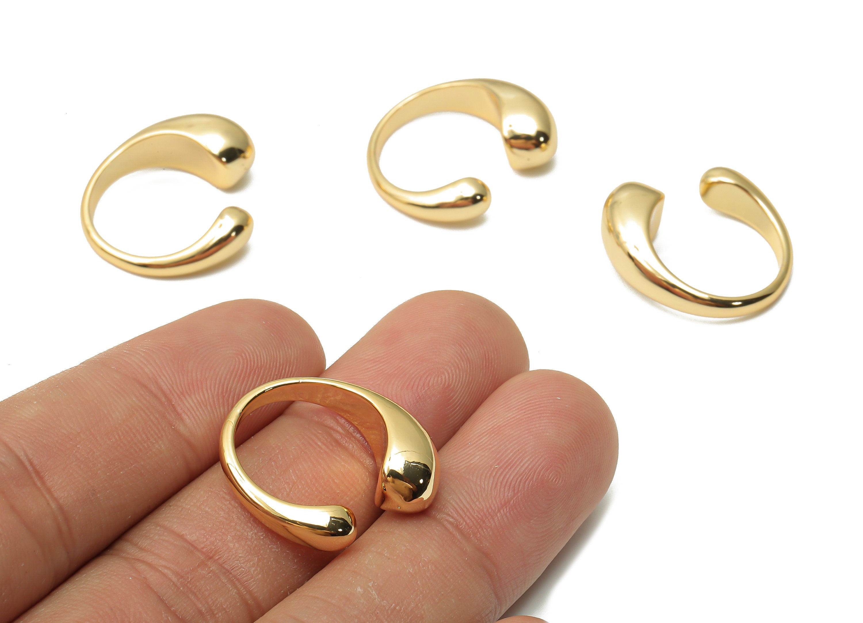 Brass Beads Ear Cuff - Brass Cuff Earring - Cartilage Ear Cuffs - No Piercing Ear Cuffs  - 18K Real Gold Plated- 21.6x20.11x5.74mm - RGP4856 - DOMEDBAZAAR