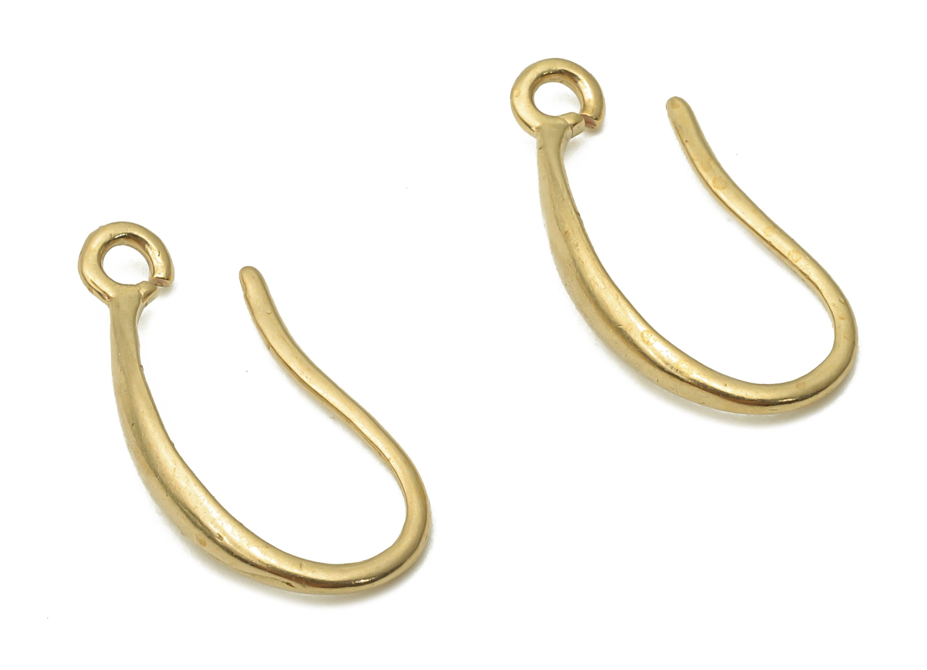 Brass Earrings Wires - Raw Brass Circle Earrings Hooks With Loop - Raw Brass Ear Hooks - Earrings Findings - 17.29x7.6x2.74mm - PP7795 - DOMEDBAZAAR