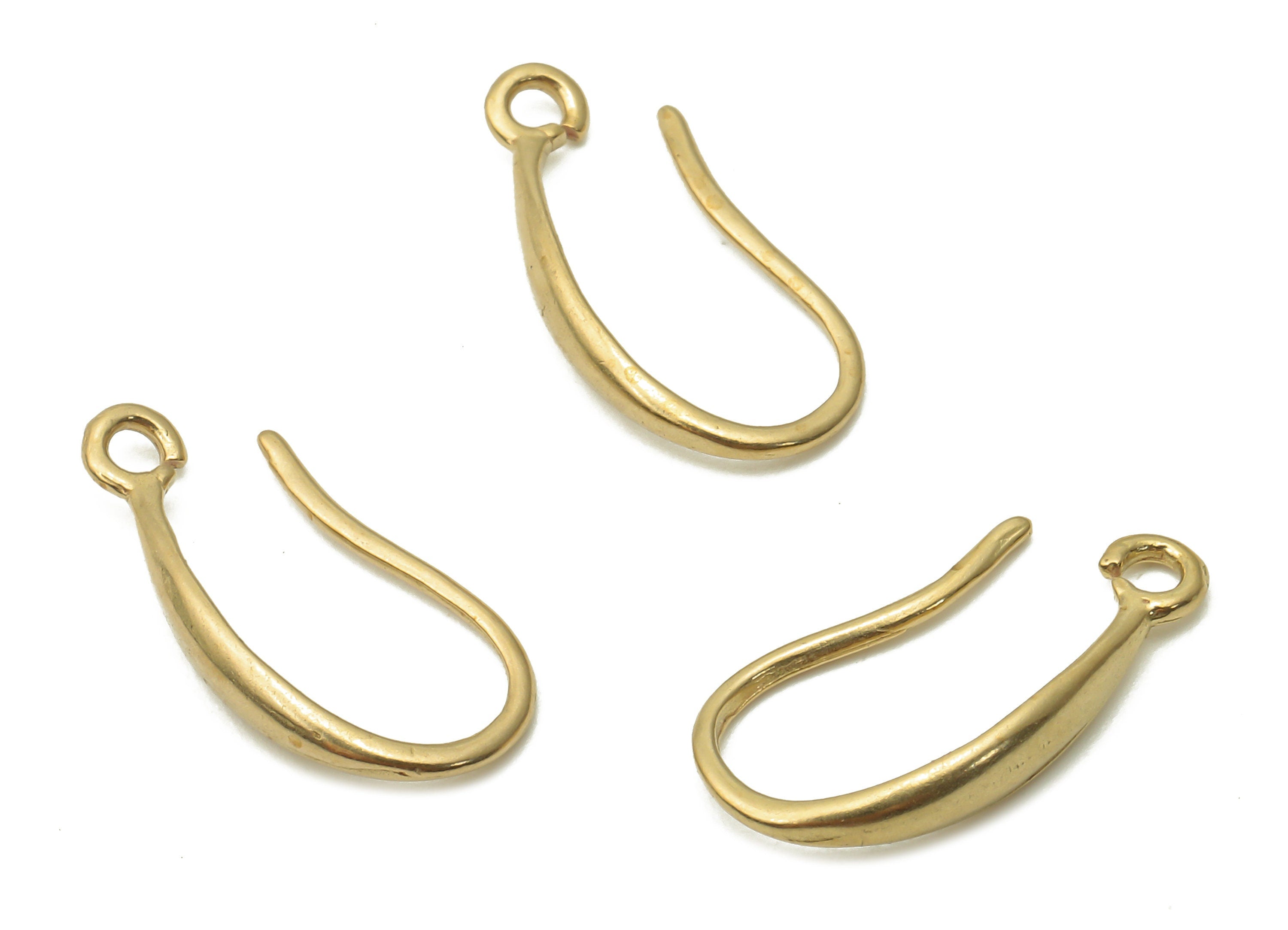 Brass Earrings Wires - Raw Brass Circle Earrings Hooks With Loop - Raw Brass Ear Hooks - Earrings Findings - 17.29x7.6x2.74mm - PP7795 - DOMEDBAZAAR