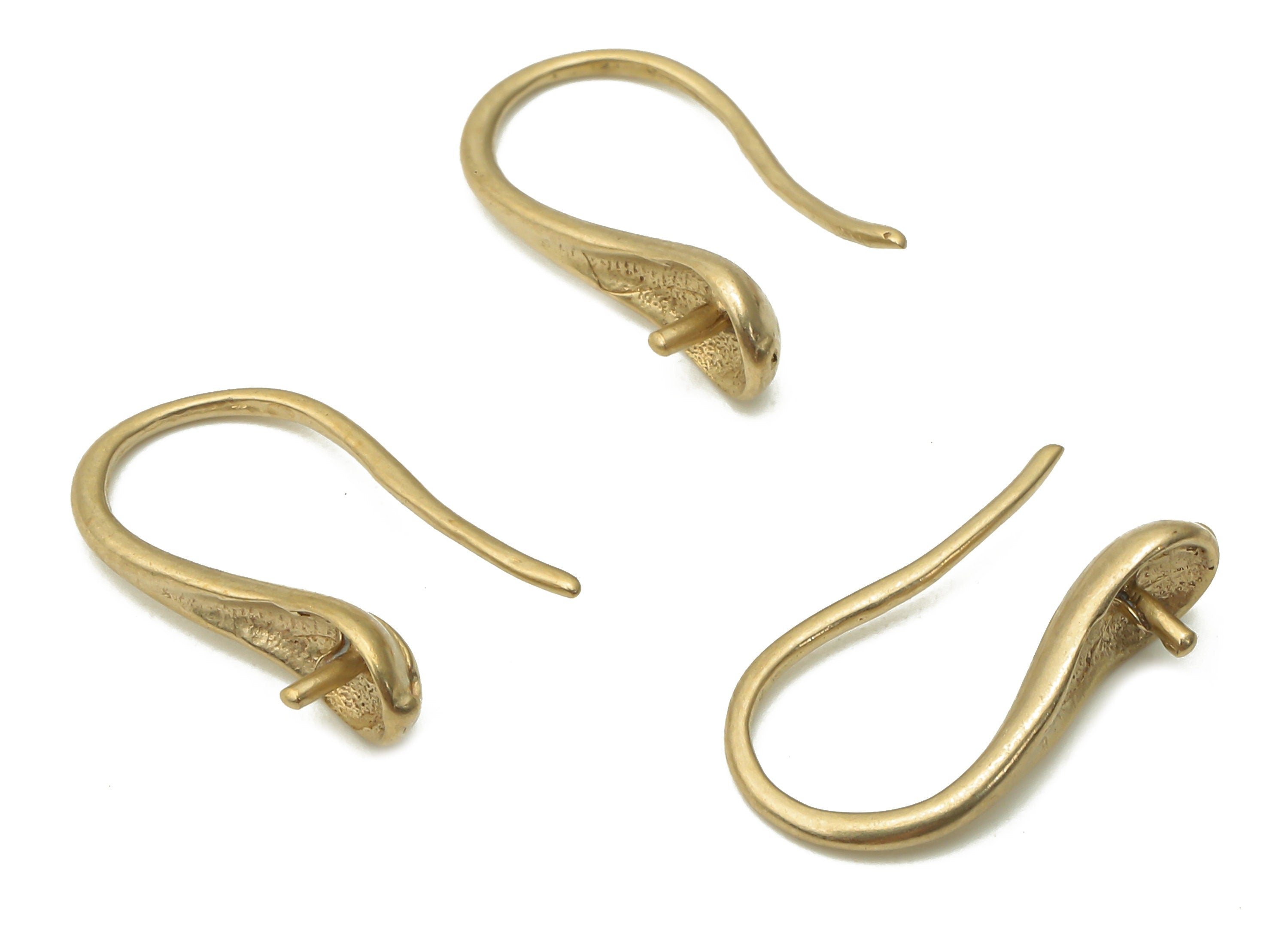 Brass Earrings Wires - Raw Brass Snake Ear Hooks Findings - Brass Snake Ear Hooks - Earrings Findings - 15.7x8.28x1.03mm - PP7798 - DOMEDBAZAAR