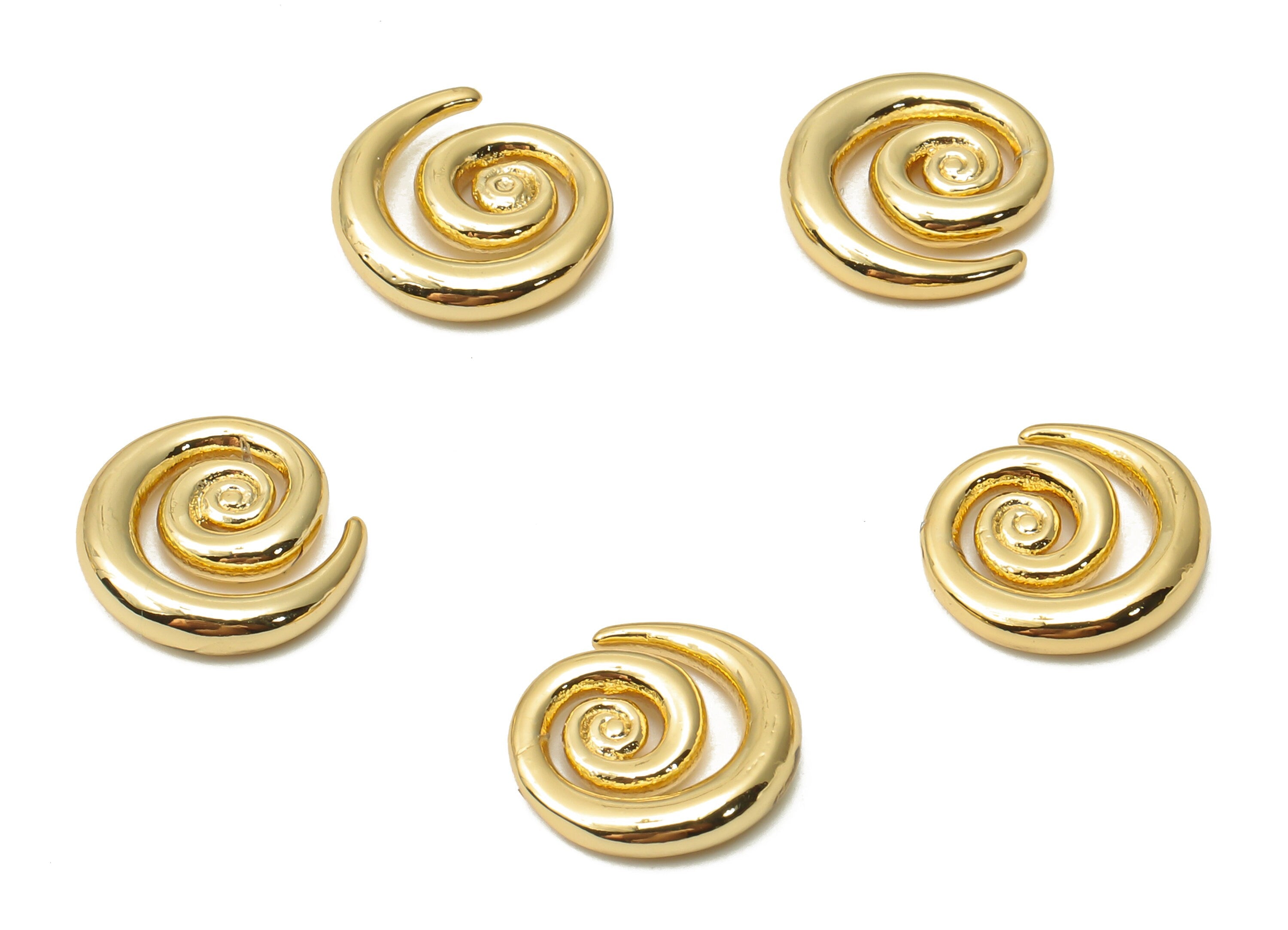 Brass Circular Earrings Charms - Gold plated spiral Earring -Bead Figure Earring - 18K Real Gold Plated Brass -12.24x12.24x2.46mm - RGP4901 - DOMEDBAZAAR