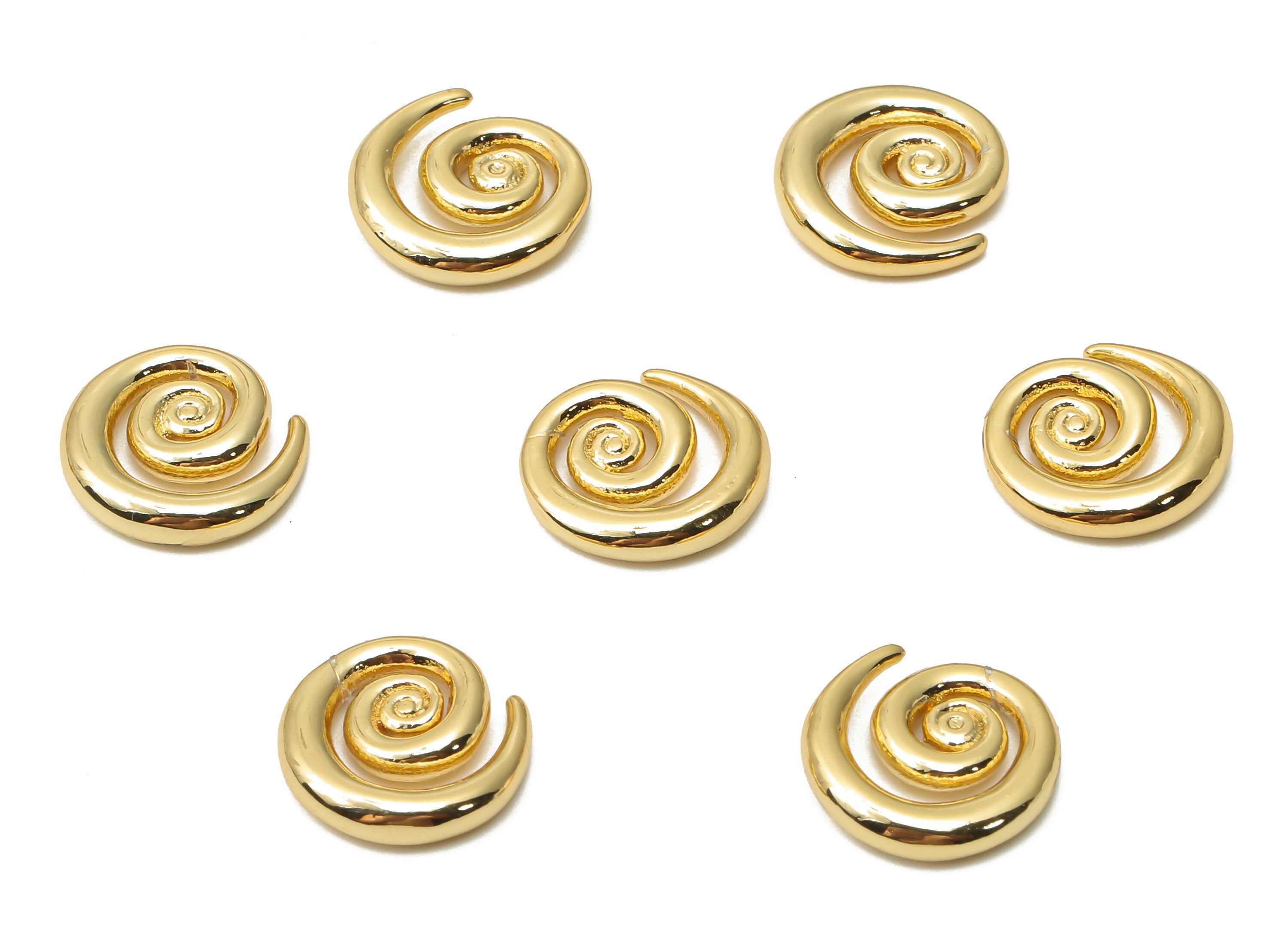 Brass Circular Earrings Charms - Gold plated spiral Earring -Bead Figure Earring - 18K Real Gold Plated Brass -12.24x12.24x2.46mm - RGP4901 - DOMEDBAZAAR