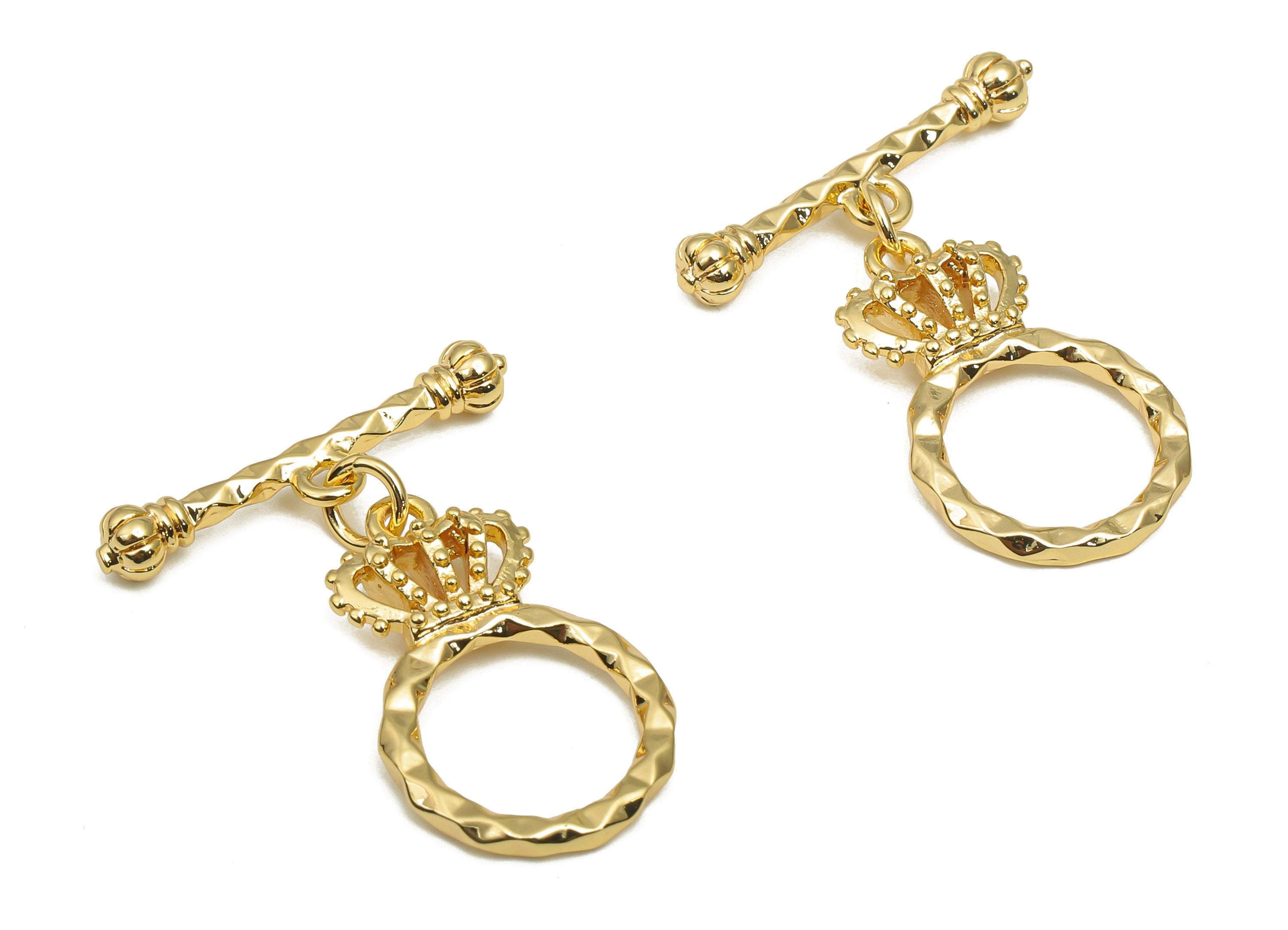 Brass Toggle Clasp - Gold Crown Toggle Clasp -For Necklace - 18K Real Gold Plated Brass - Bracelet Toggle Clasp - 28.92x23.74x3.8mm- RGP4561 - DOMEDBAZAAR