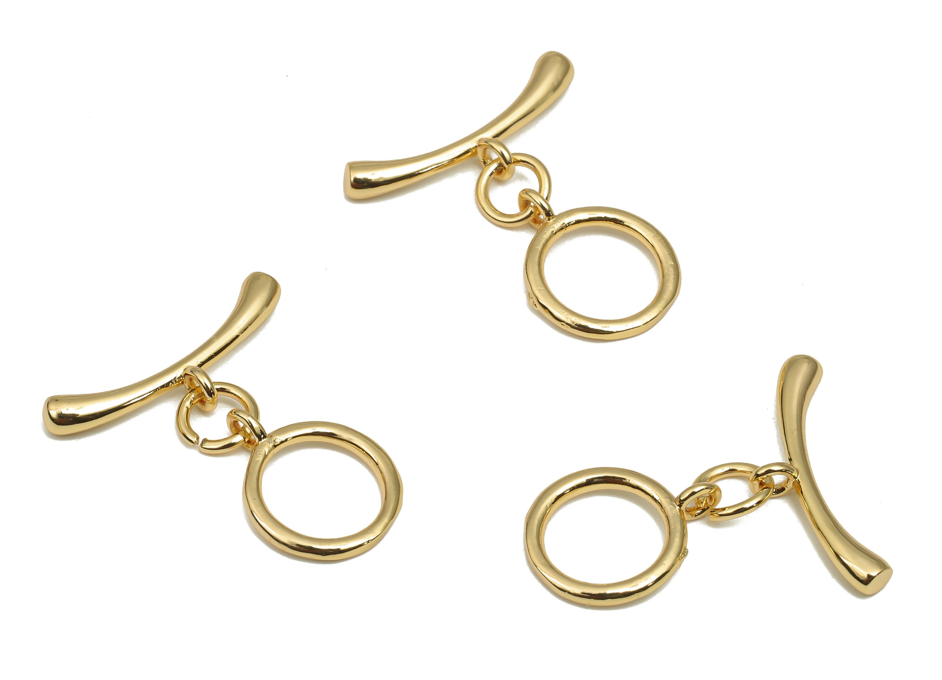 Brass Toggle Clasps - Gold Round Hoop Toggle Clasp - Toggle Necklace - 18K Real Gold Plated Brass - Bracelet Clasp - 20.4x18.5x2.3 - RGP4580 - DOMEDBAZAAR