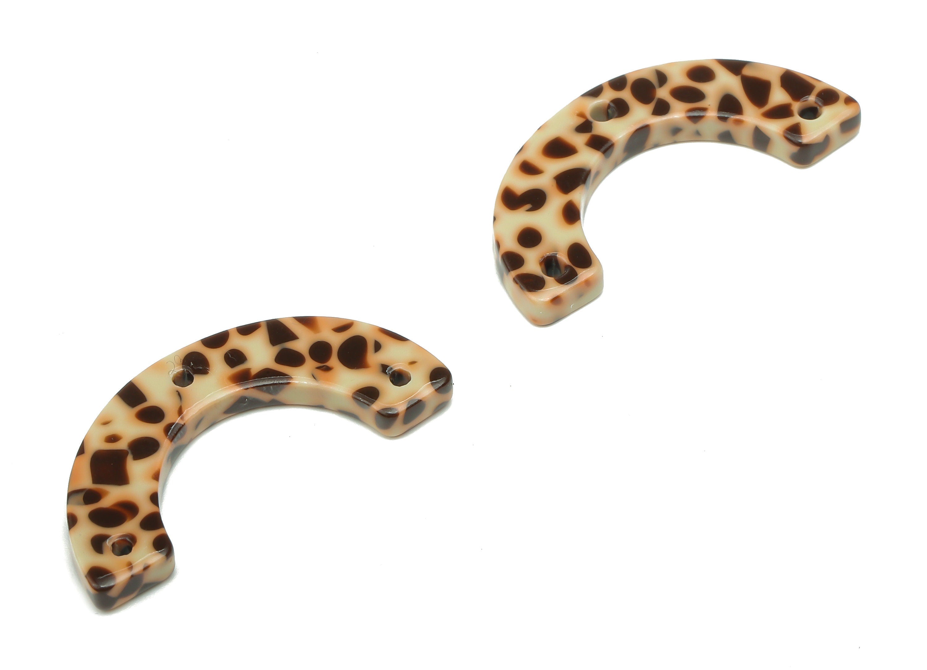 Acetate Arrow Connector - Leopard Earrings Connector - U Shaped Charm with 3 Holes - Color Code: A829 -28.95x13.70x2.69mm- AC1355-A829 - DOMEDBAZAAR