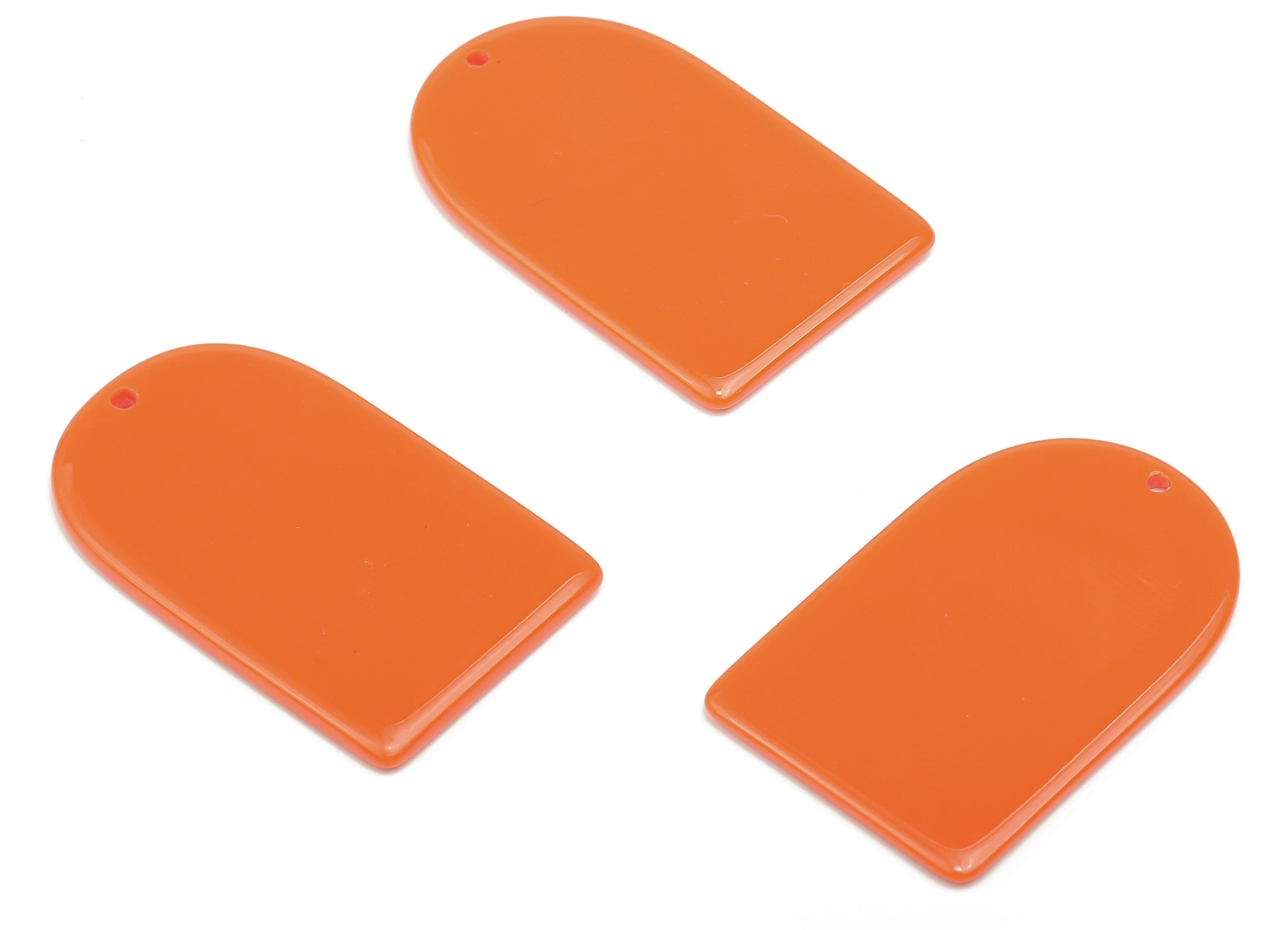 Acrylic Long D Earring Charms - Acrylic Domed Orange Pendant Charm - Color Code: A808 -37.58x25.05x1.91mm- AC2523-A808 - DOMEDBAZAAR