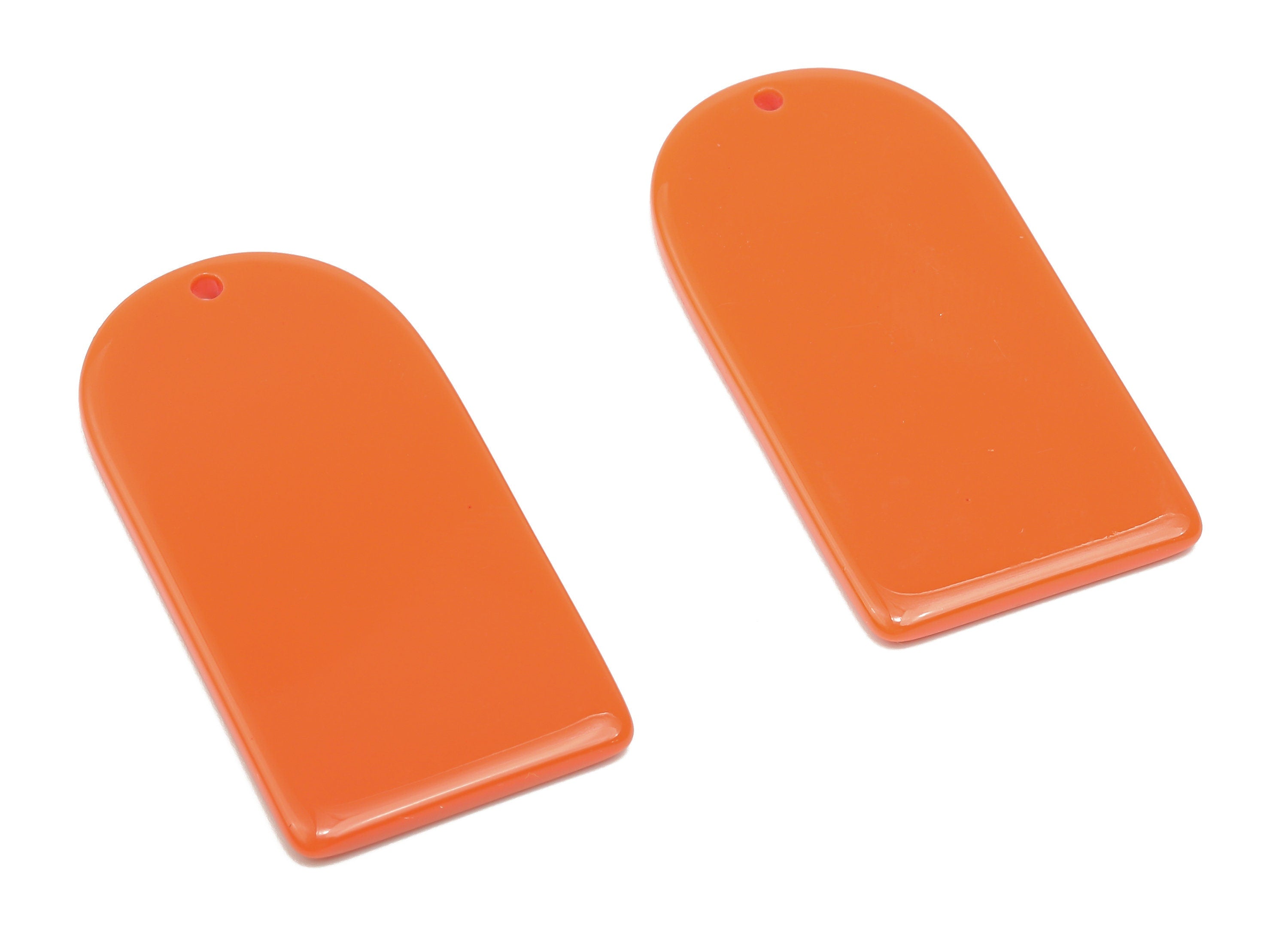 Acrylic Long D Earrings Charm - Acrylic Domed Orange Pendant Charms - Color Code: A808 -37.56x19.15x2.40mm- AC2524-A808 - DOMEDBAZAAR