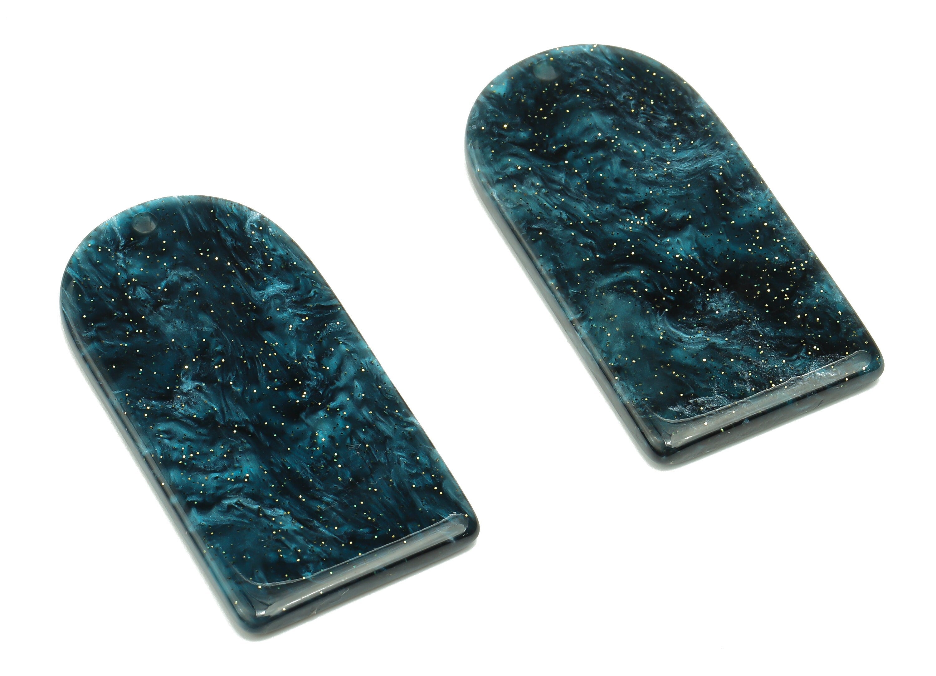 Acrylic Long D Earrings Charm - Acrylic Domed Skynight Blue Pendant Charms - Color Code: A811 -37.56x19.15x2.57mm- AC2524-A811 - DOMEDBAZAAR