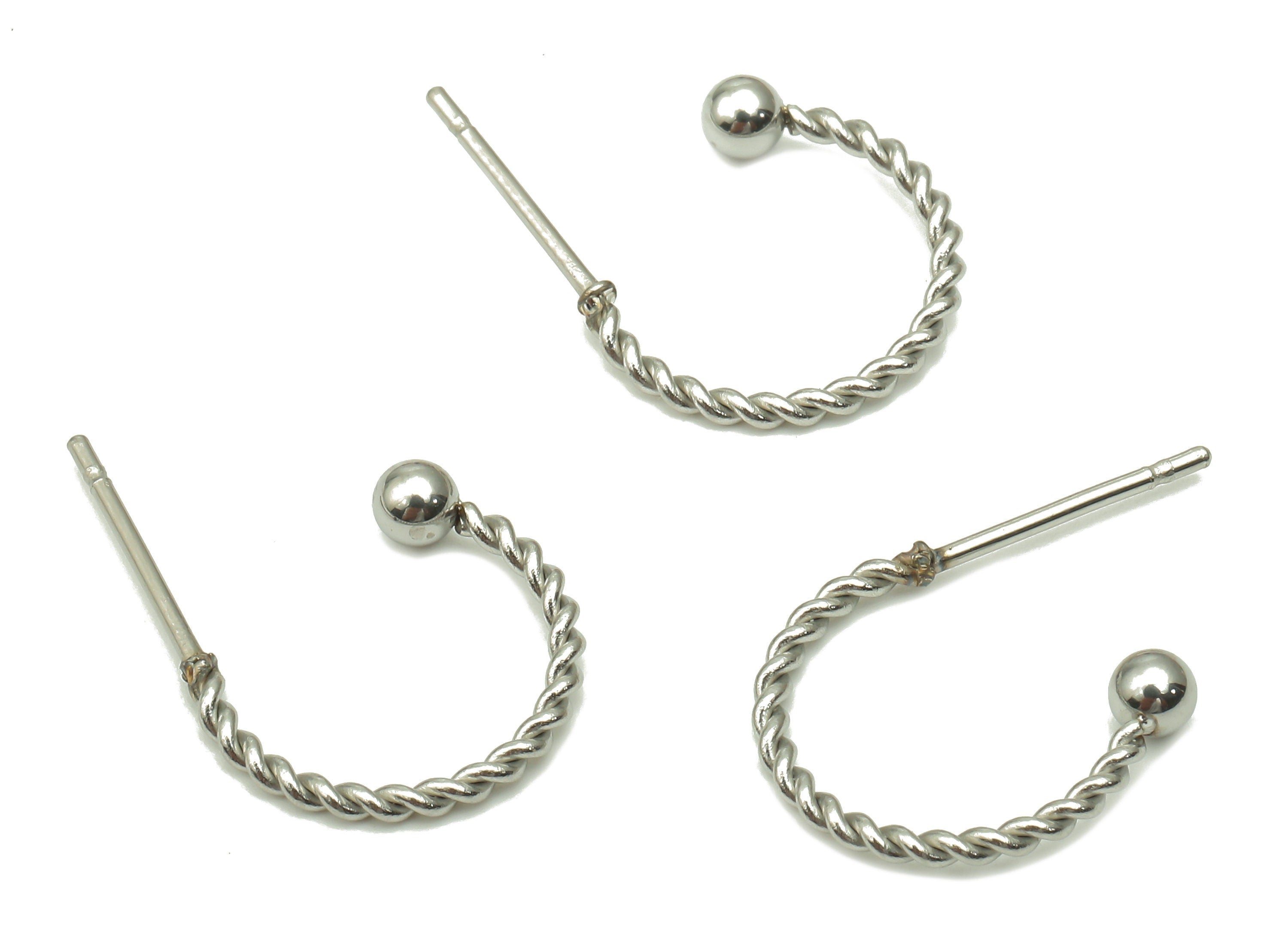 Stainless Steel Earring Twisted Wire - C Earring With Ball - Open Hoop - Earring Findings - Jewelry Supplies - 14.5x13.4x1.22mm- SS1386 - DOMEDBAZAAR