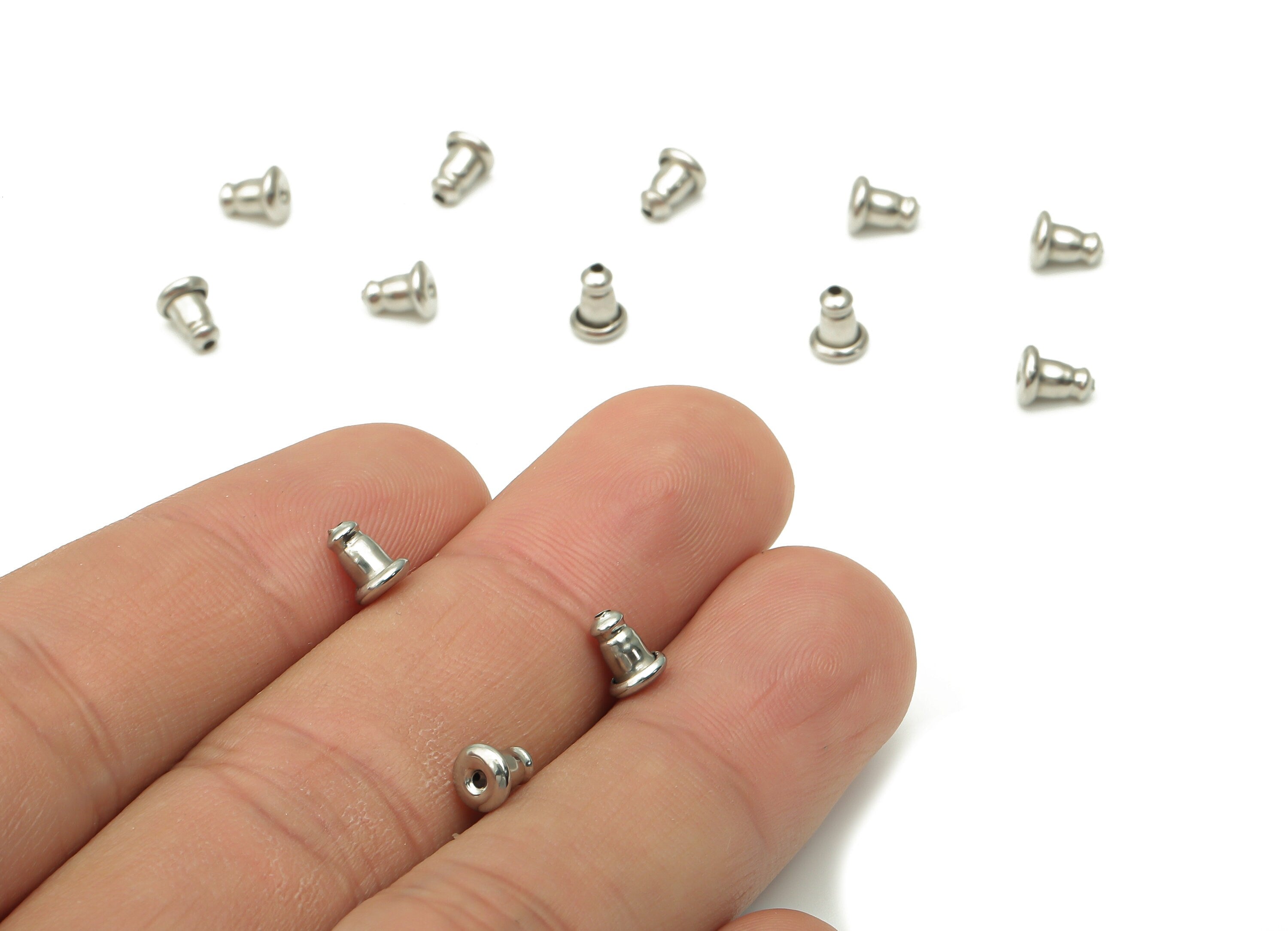 Stainless Steel Earring Back - Bullet Backs - 304 Stainless Steel Earring Stopper - Stud Stoppers - 5.88x4.6x2.94mm- SS1394 - DOMEDBAZAAR