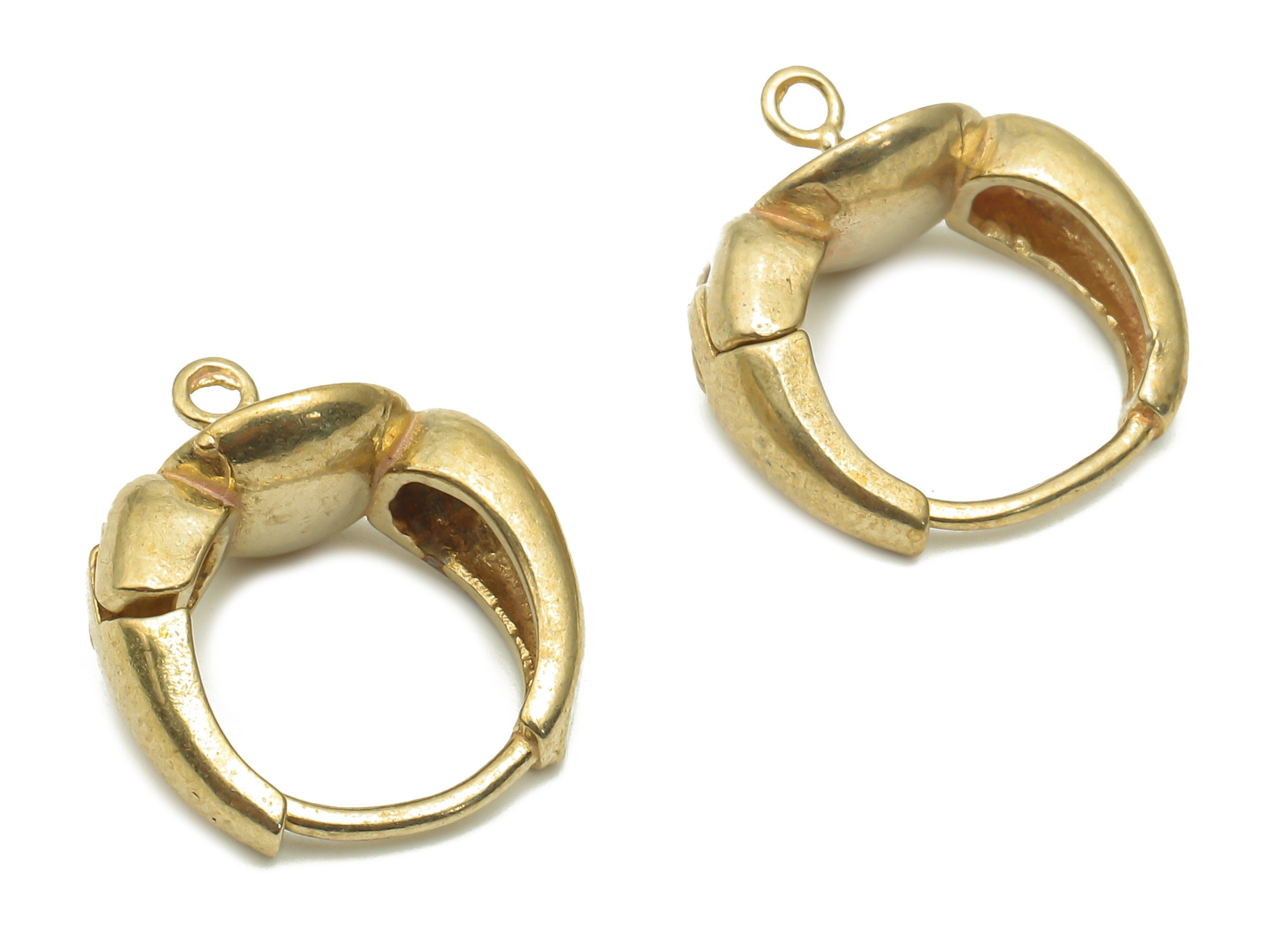 Brass Round Huggie Hoop Earring - Raw Brass Huggie Hoop - Raw Brass Hoop With Loop Earrings - 17.82x15.88x2.65mm - PP7611 - DOMEDBAZAAR