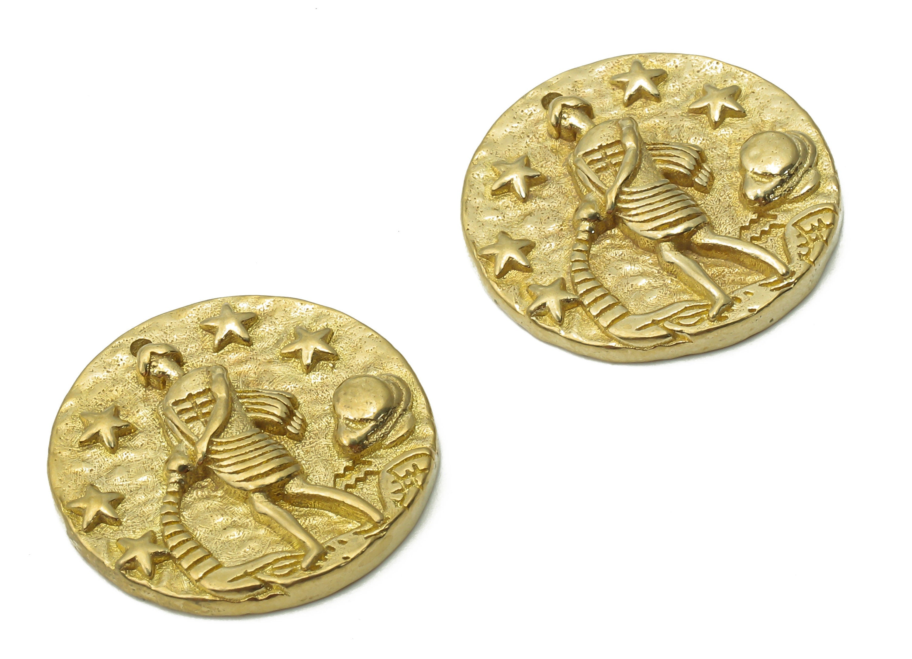 Aquarius Round Charm - Raw Brass Star Pendant - Brass Zodiac Pendant - Raw Brass Horoscopes Aquarius Necklace - 19.4x19.4x3.2mm - PP7751A - DOMEDBAZAAR