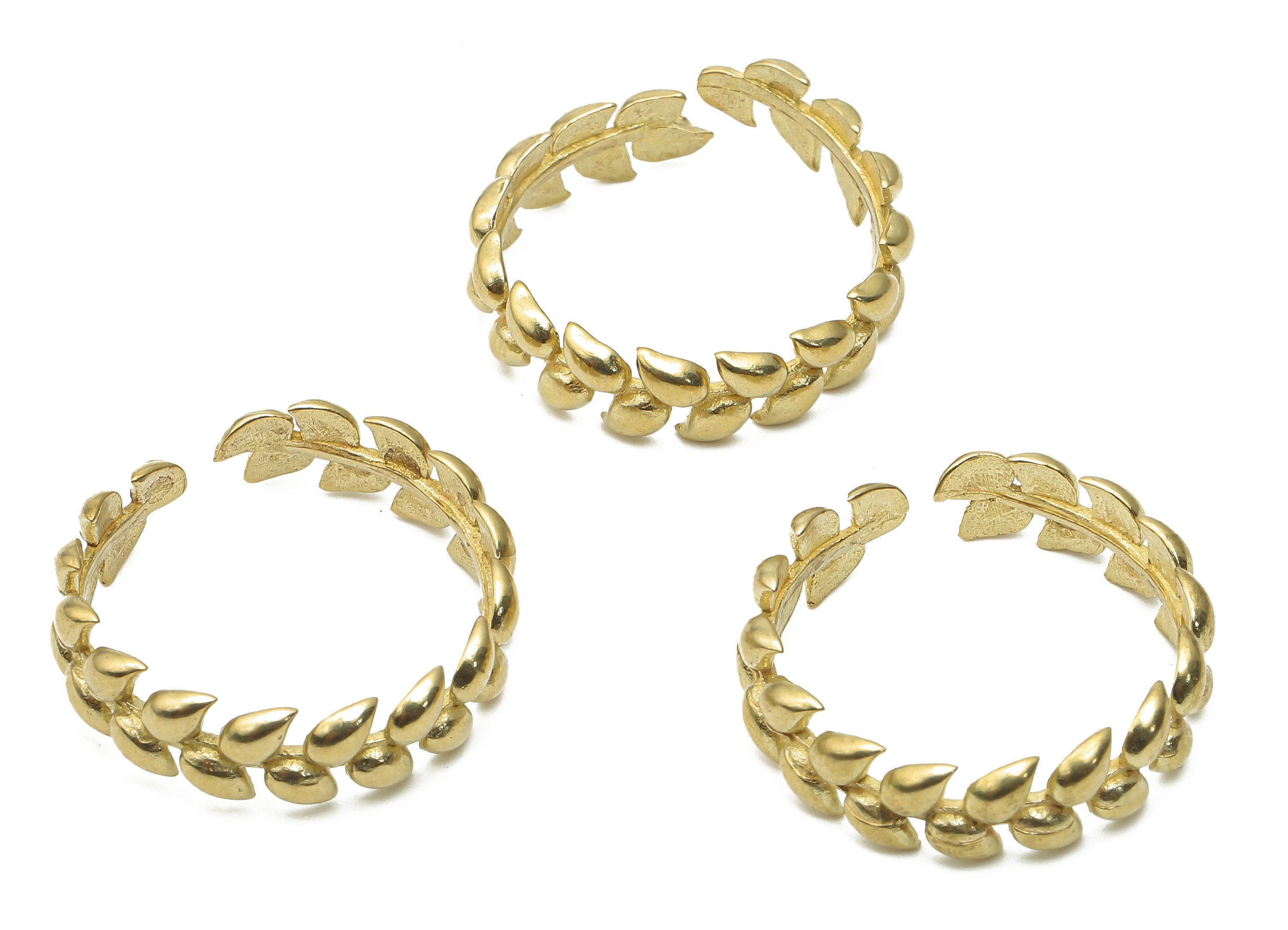 Branch Ring For Women - Raw Brass Leaves Open Ring - Brass Drop Open Ring - Brass Ring with Leaves - 20.93x15.17x5.43mm - PP7644 - DOMEDBAZAAR