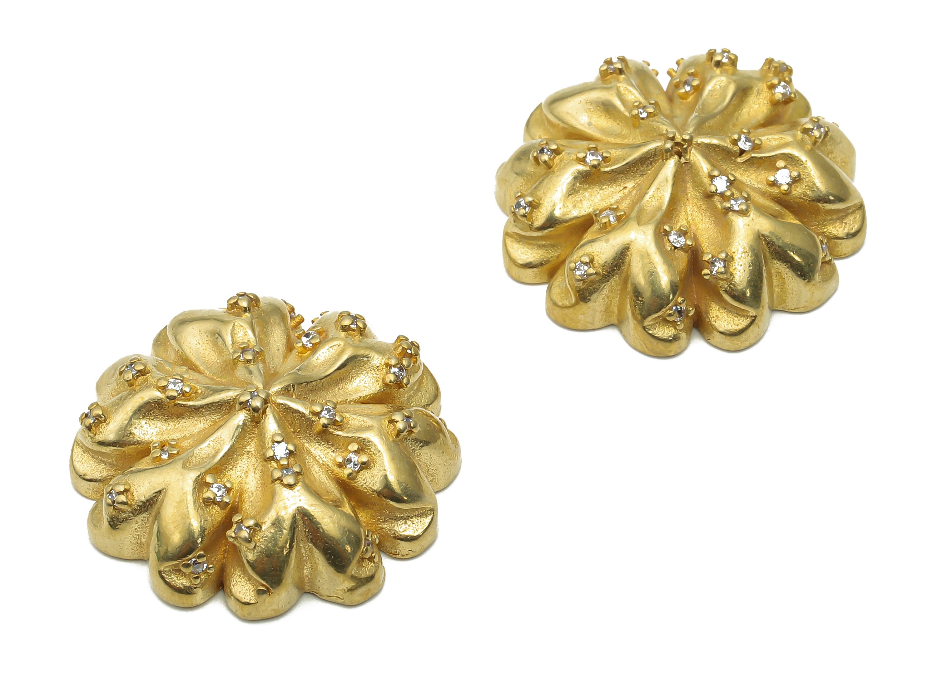 Brass Flower Earrings Big Charm With Zircons - Brass Thick Pendant - Raw Brass Flower Charms -24.72x24.72x8.6mm - PP7711 - DOMEDBAZAAR