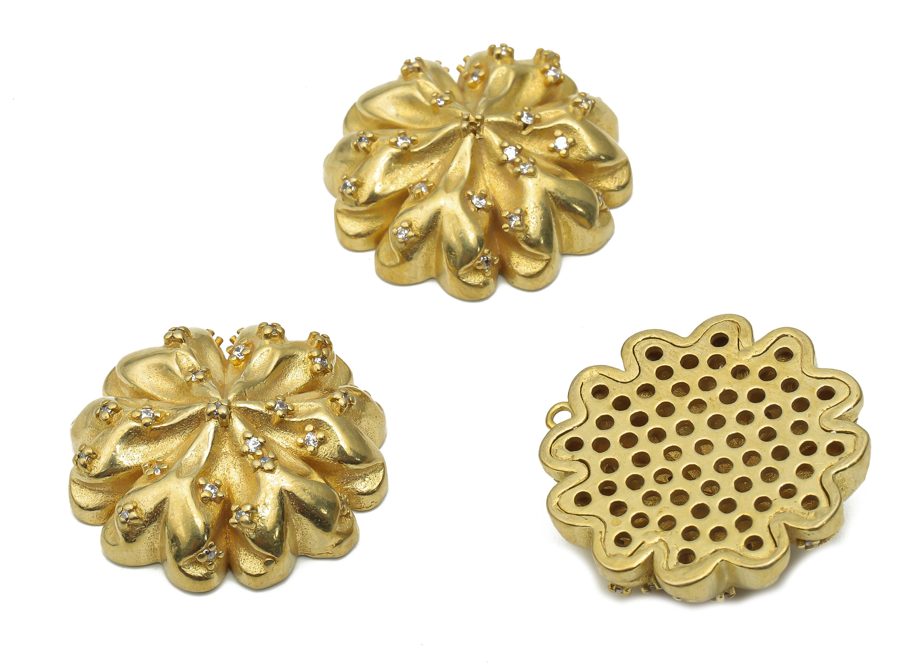 Brass Flower Earrings Big Charm With Zircons - Brass Thick Pendant - Raw Brass Flower Charms -24.72x24.72x8.6mm - PP7711 - DOMEDBAZAAR