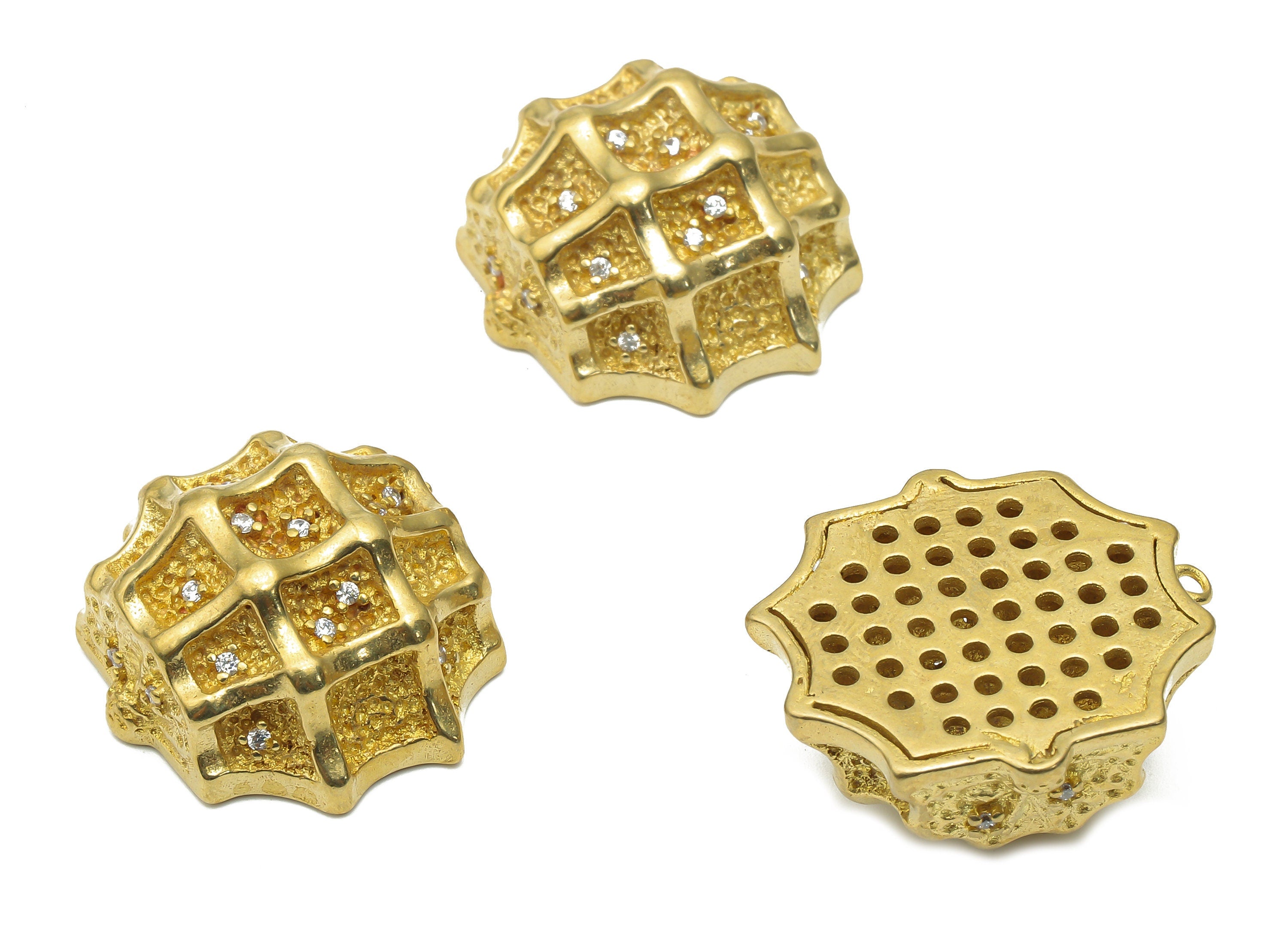 Brass Textured Half Ball Earring Charm - Raw Brass Semi Circle Pendant - Brass Thick Charm - Brass Big Charm - 24.38x22.23x11.18mm - PP7717 - DOMEDBAZAAR