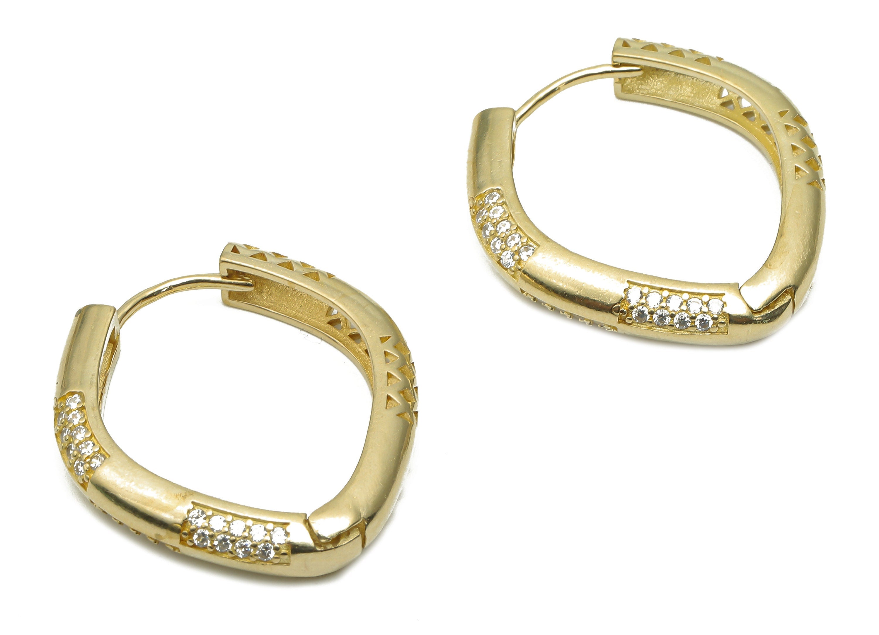 Brass Oval Hoop Earrings With Zircon - Raw Brass Hoops - Brass Stud - Brass Hoop Earring - 31.13x28.75x5.34mm - PP7832 - DOMEDBAZAAR