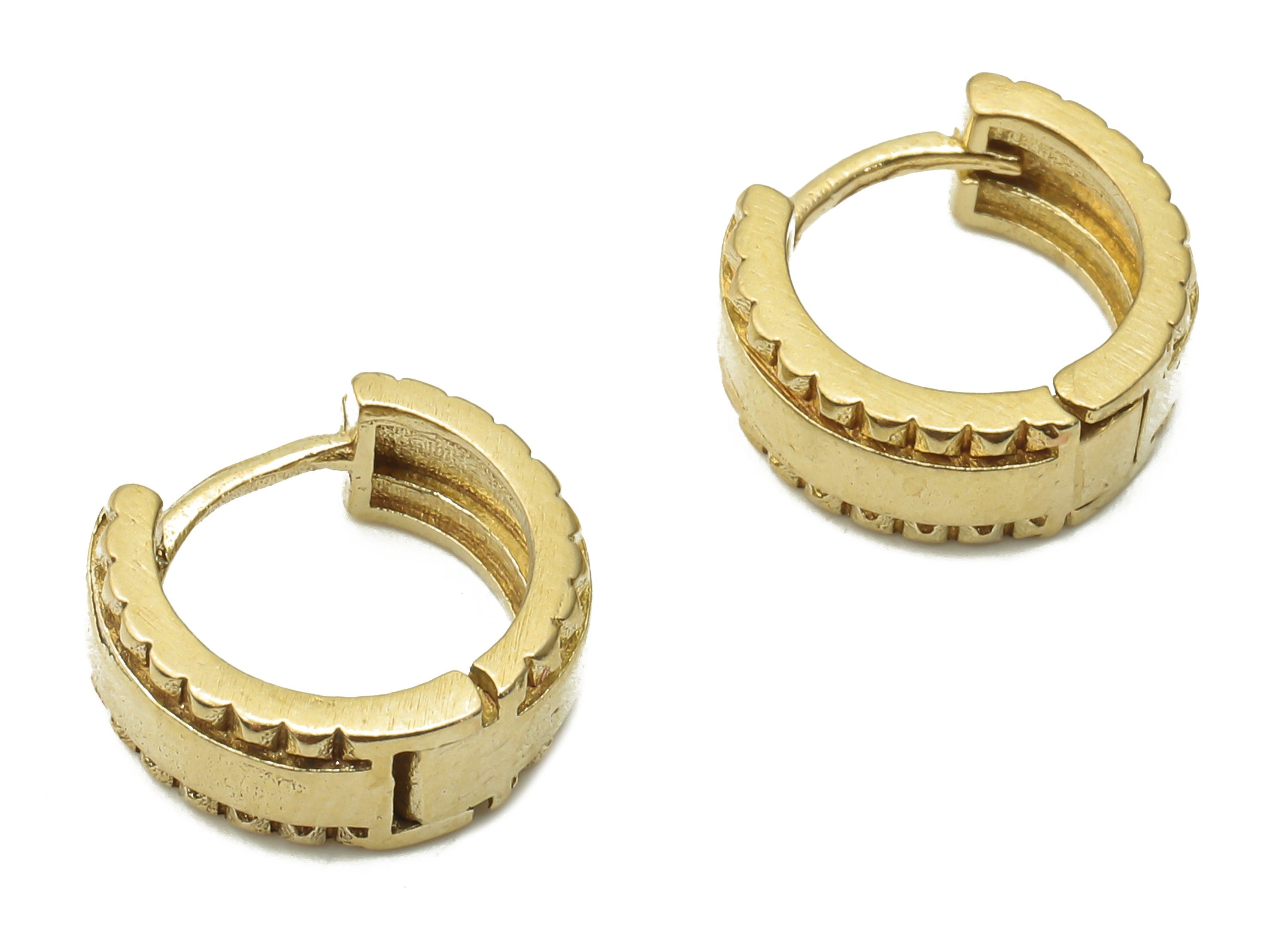 Brass Huggie Hoop Earrings - Raw Brass Textured Hoop Clasps - Brass Circle Huggie Earring - Round Thick Hoop Clasp -11.7x11.7x1.6mm - PP7600 - DOMEDBAZAAR