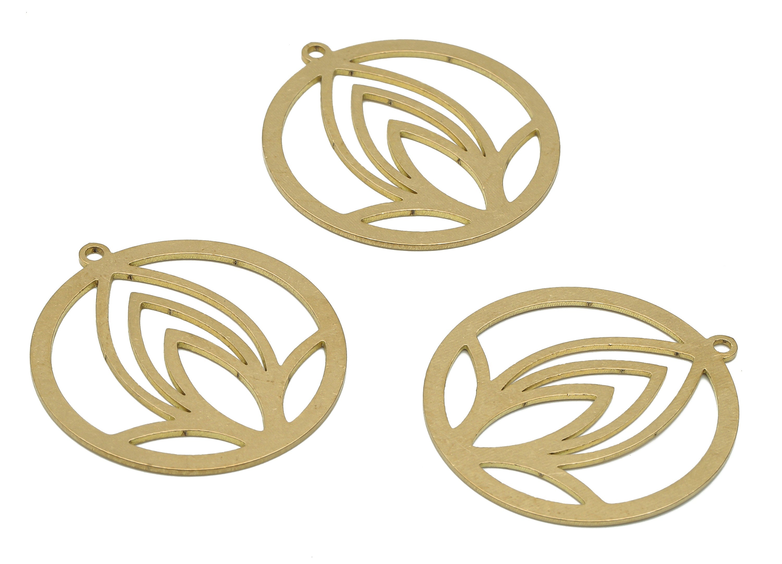 Brass Round Petal Earring Charm Pendant - Raw Brass Marquises Lotus Pendant - Raw Brass Petal Pendant - 29.82x27.6x0.68mm - PPA4106 - DOMEDBAZAAR
