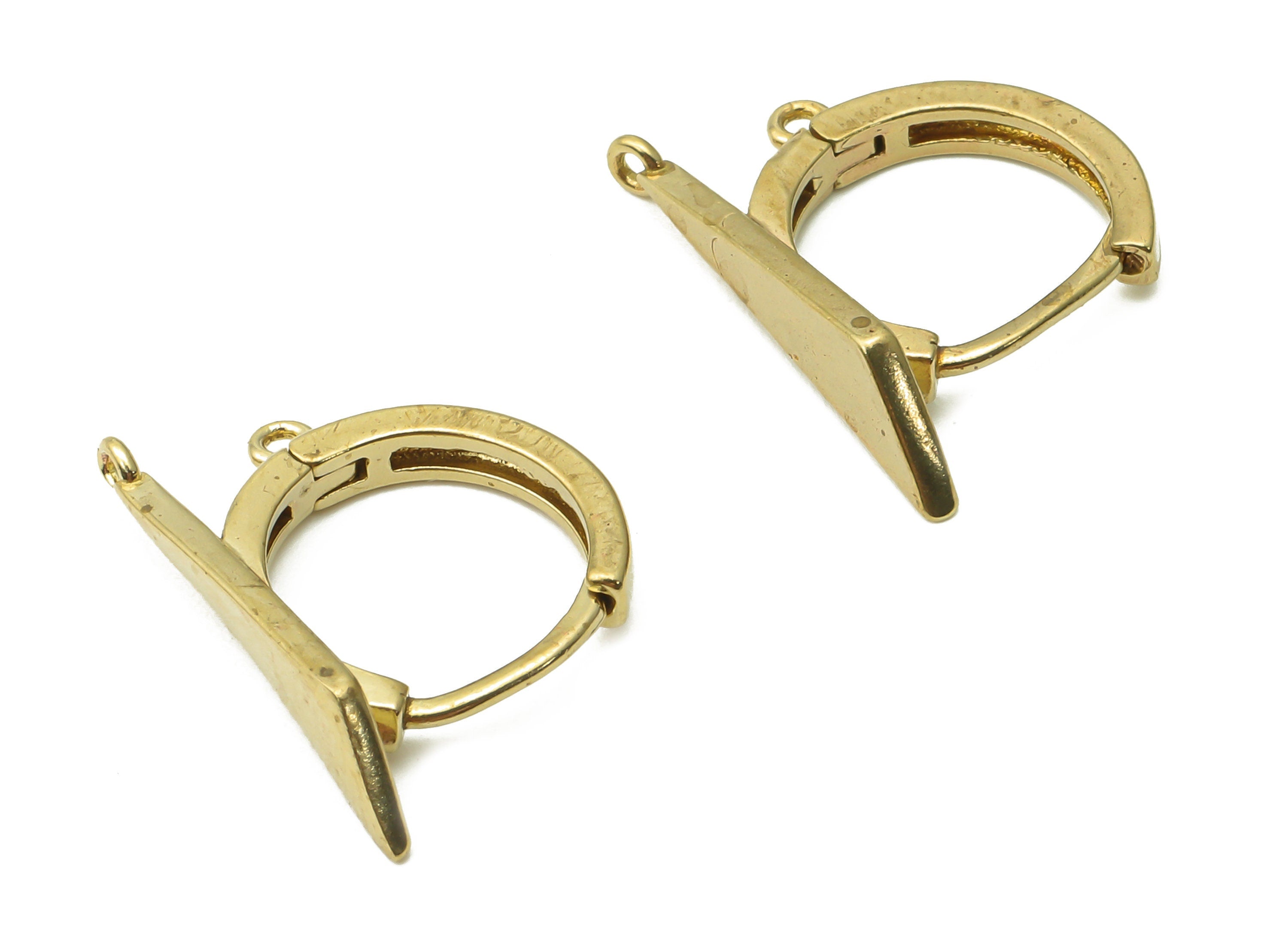 Brass Geometric Earring Connectors - Raw Brass Triangle Hoop With Loop - Brass Huggie Earrings - Round Connectors - 19.6x13.6x1.6mm - PP7607 - DOMEDBAZAAR
