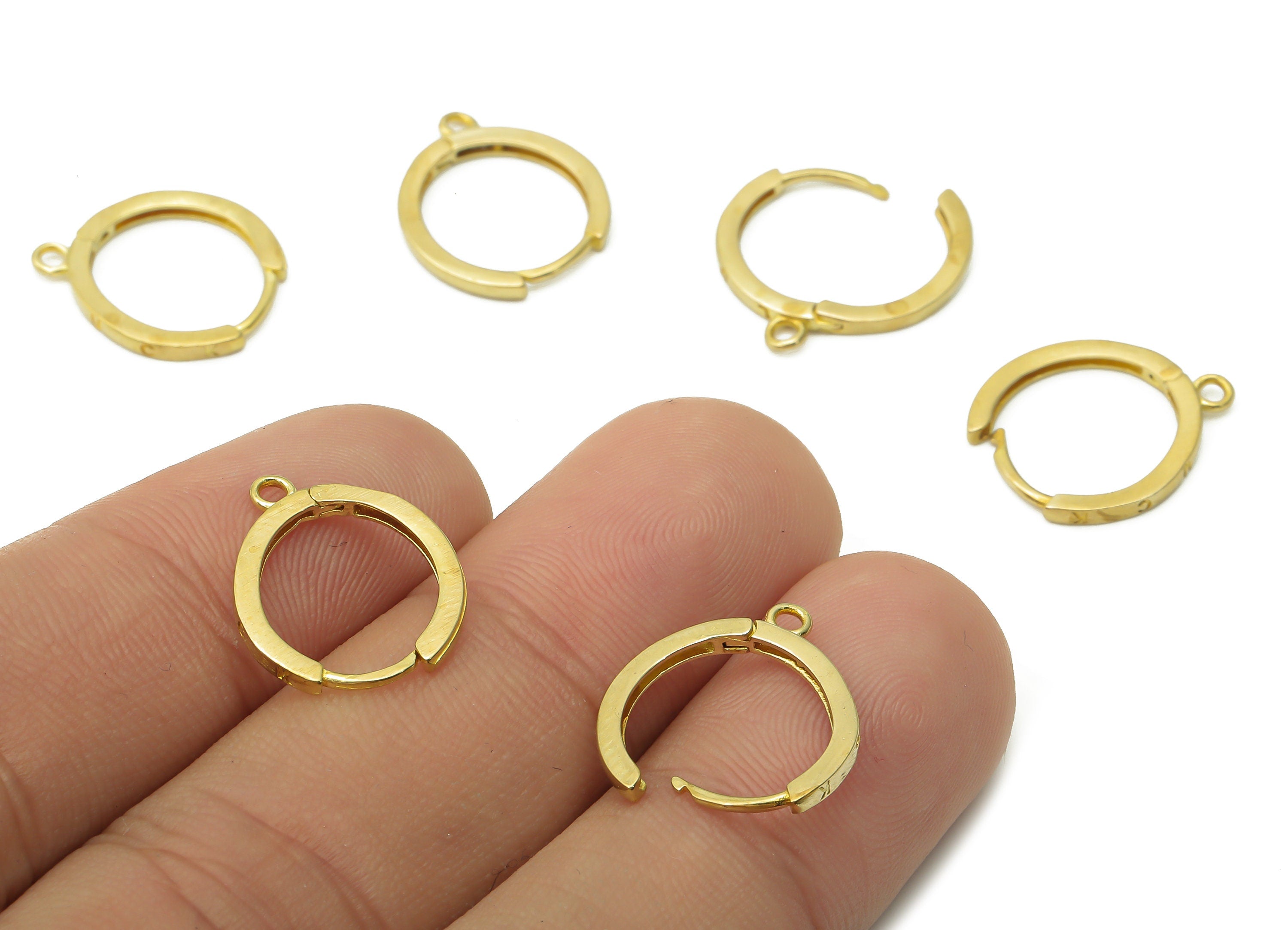 Brass Round Earrings Clasps - Raw Brass Circle Hoop Pendant - Brass Huggie Clasps - Brass Huggie Hoop Earrings - 16.67x13.8x1.46mm - PP7609 - DOMEDBAZAAR