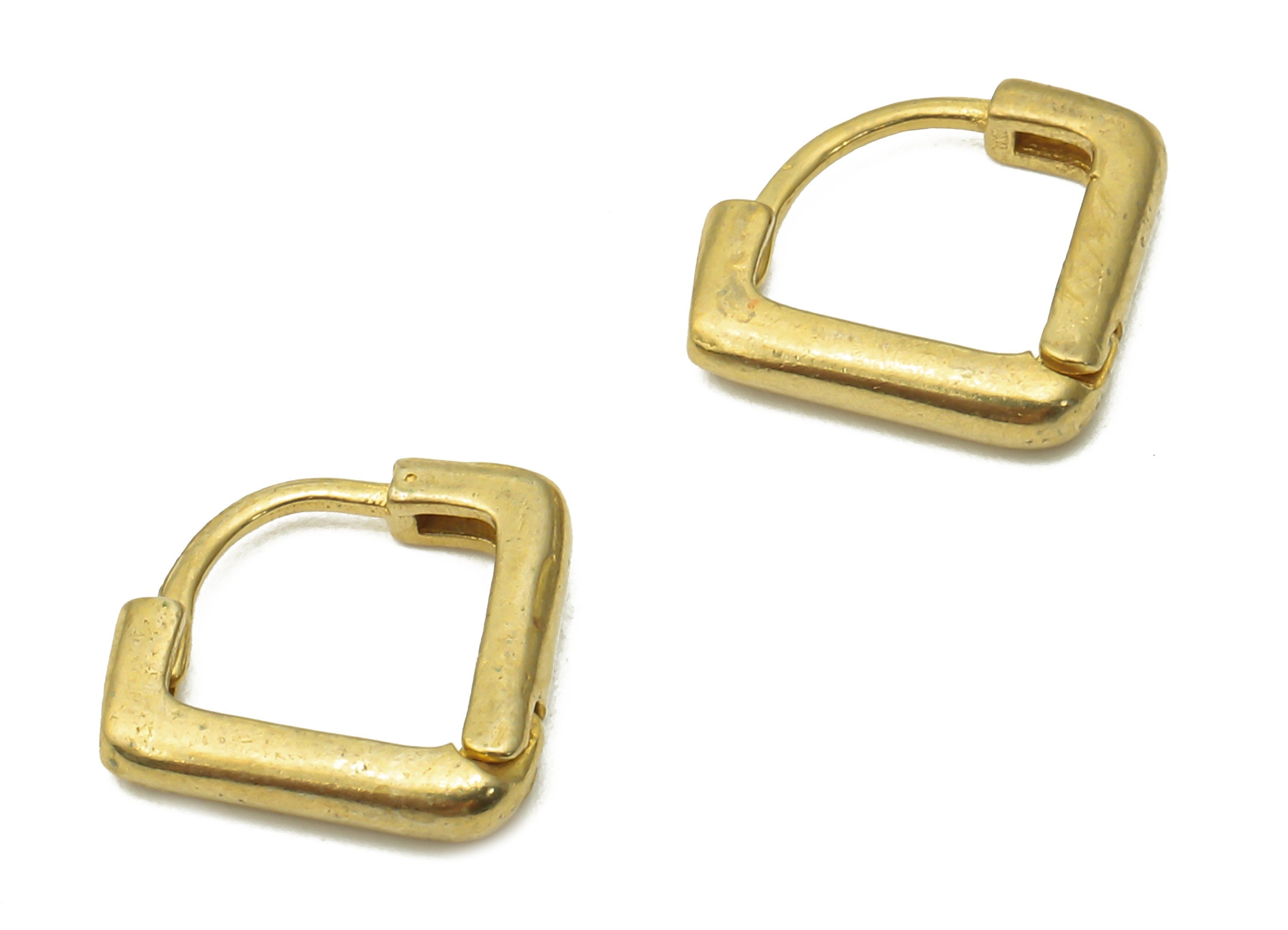 Brass Diamond Clasps Earrings - Raw Brass Hoop Earrings - Brass Huggie Earring - Brass Earring Clasp - 12.32x2.33x1.34mm - PP7616 - DOMEDBAZAAR