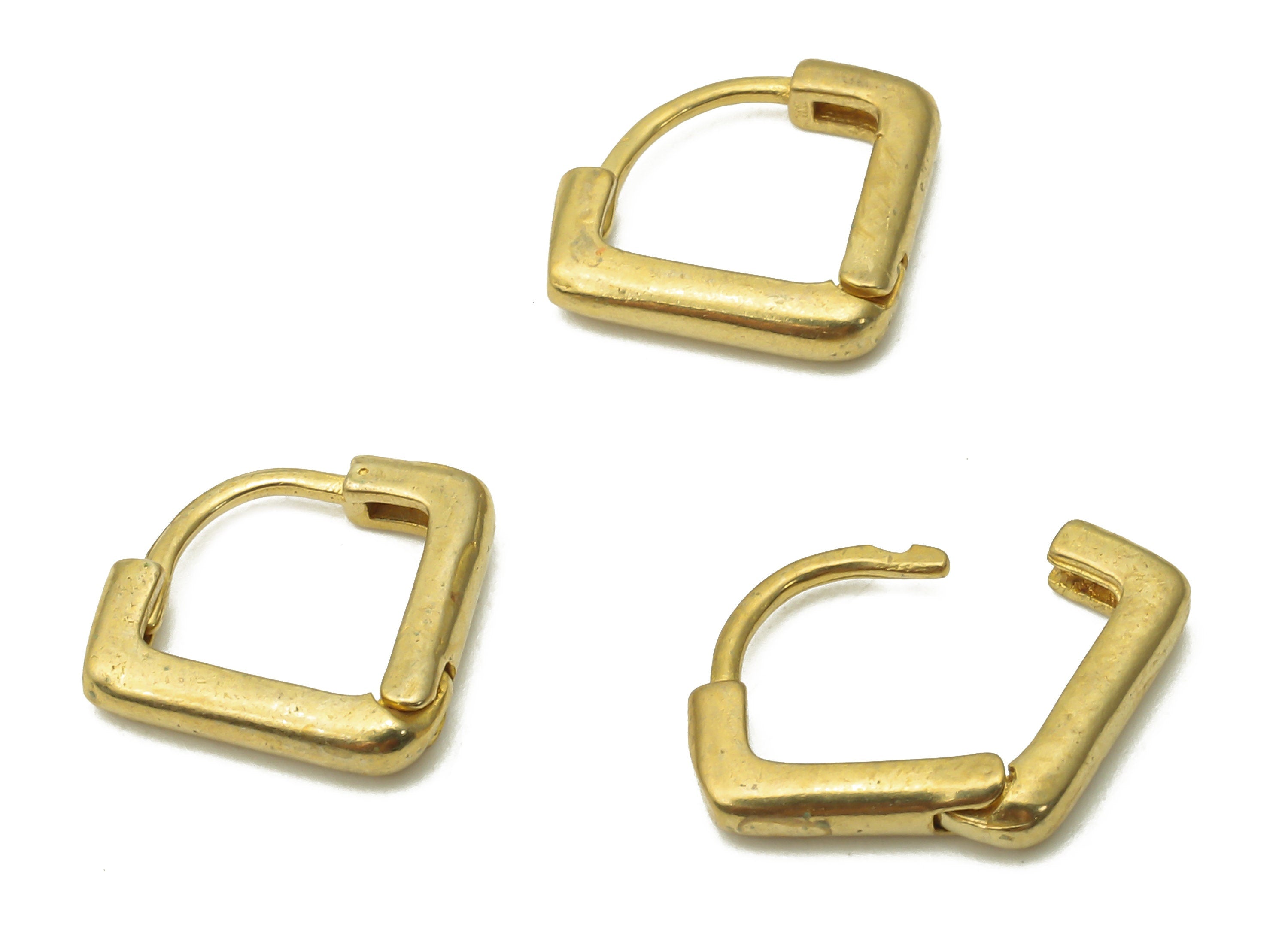 Brass Diamond Clasps Earrings - Raw Brass Hoop Earrings - Brass Huggie Earring - Brass Earring Clasp - 12.32x2.33x1.34mm - PP7616 - DOMEDBAZAAR