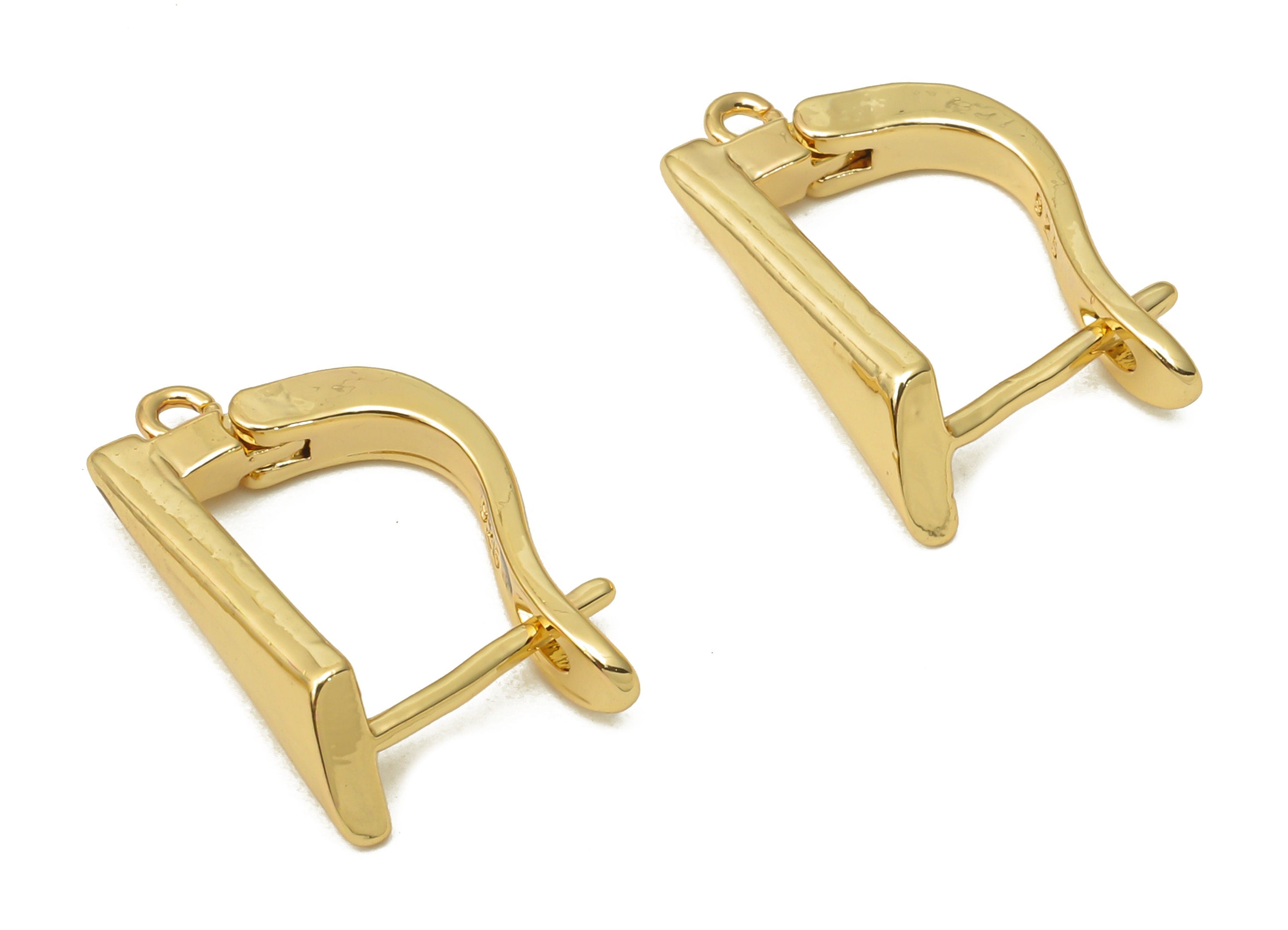 Brass Stud Hole Loop Earrings -Brass Triangle Earrings With Loop - Gold Plated Brass Earrings - 17.56x11.6x1.7mm - RGP4758 - DOMEDBAZAAR