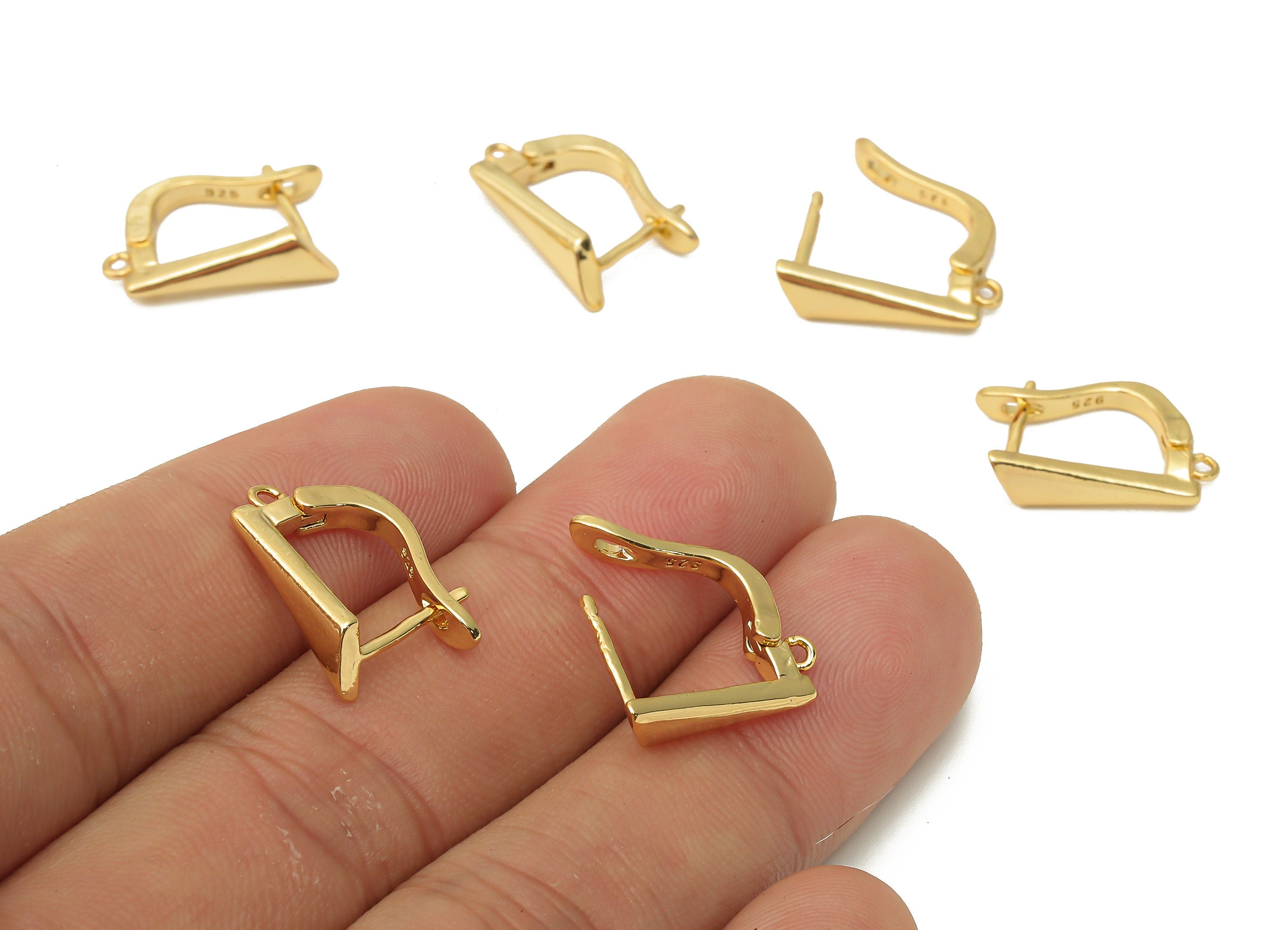 Brass Stud Hole Loop Earrings -Brass Triangle Earrings With Loop - Gold Plated Brass Earrings - 17.56x11.6x1.7mm - RGP4758 - DOMEDBAZAAR