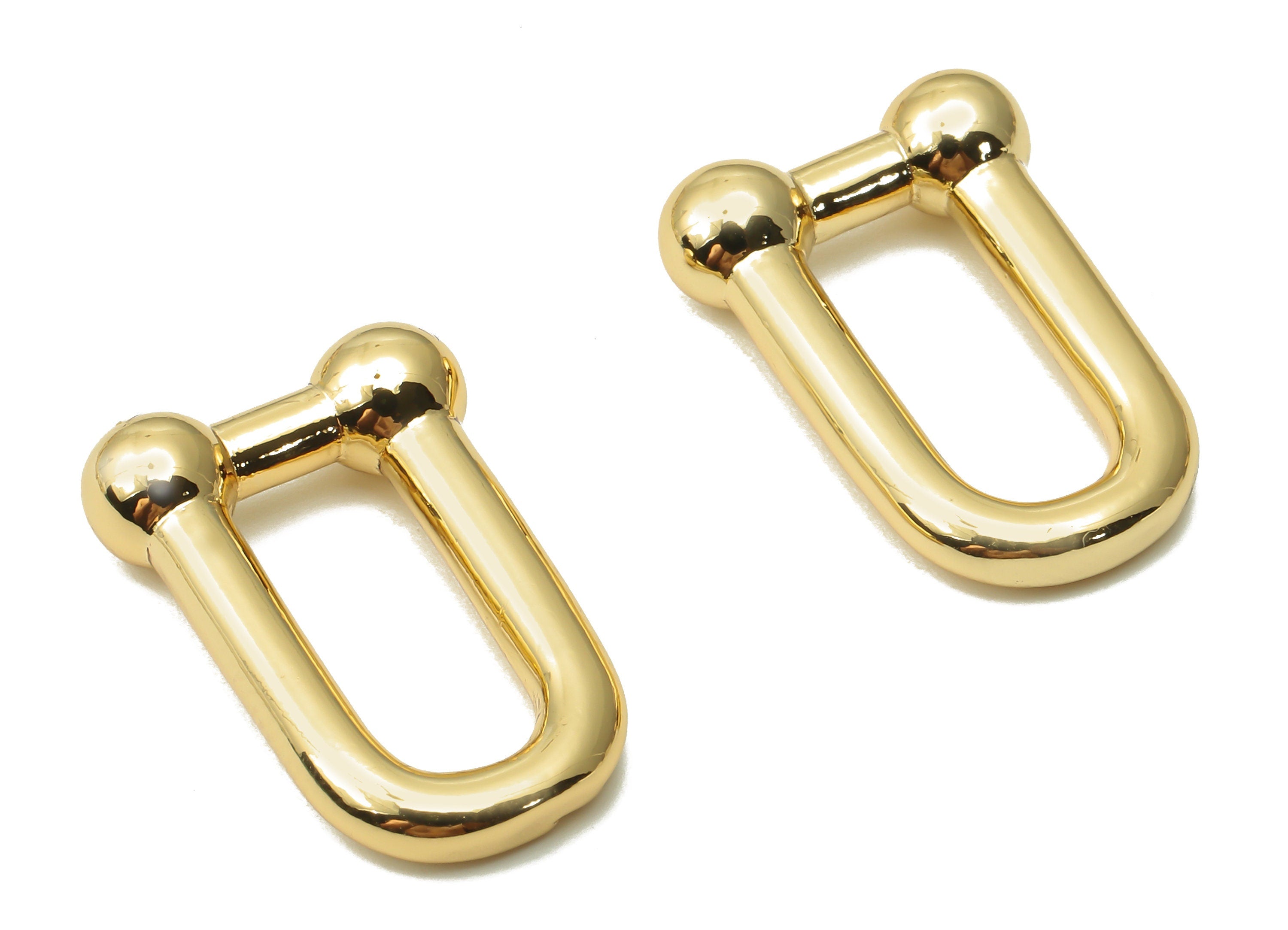 Brass U Link Earring Charm – Brass Thick U Hoop Earrings - Horsehoe Earrings - 18K Real Gold Plated - 22.57x15.17x5.43mm - RGP4789 - DOMEDBAZAAR