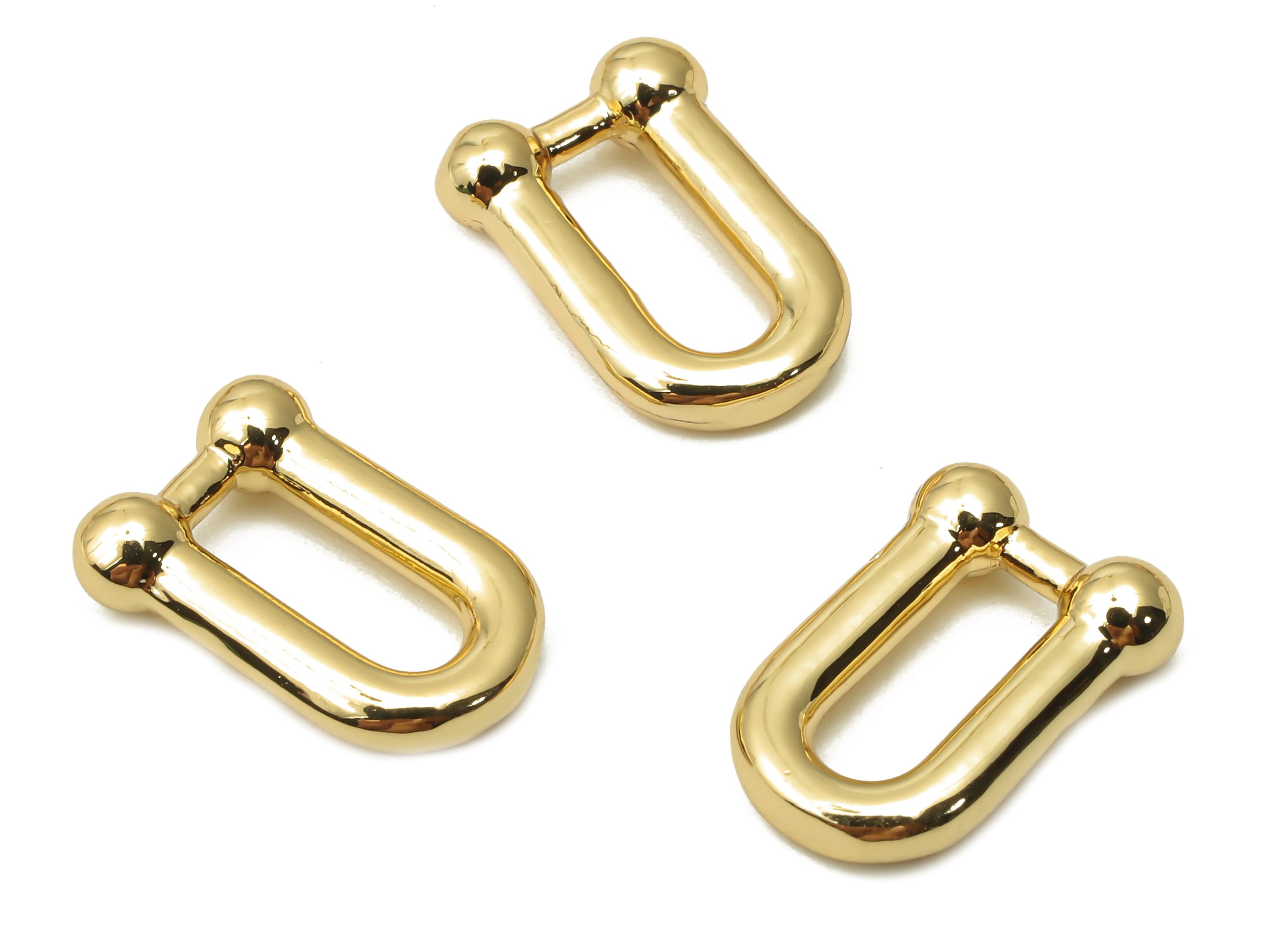 Brass U Link Earring Charm – Brass Thick U Hoop Earrings - Brass Horsehoe Earrings - 18K Real Gold Plated  - 15.15x10.4x3.8mm - RGP4792 - DOMEDBAZAAR