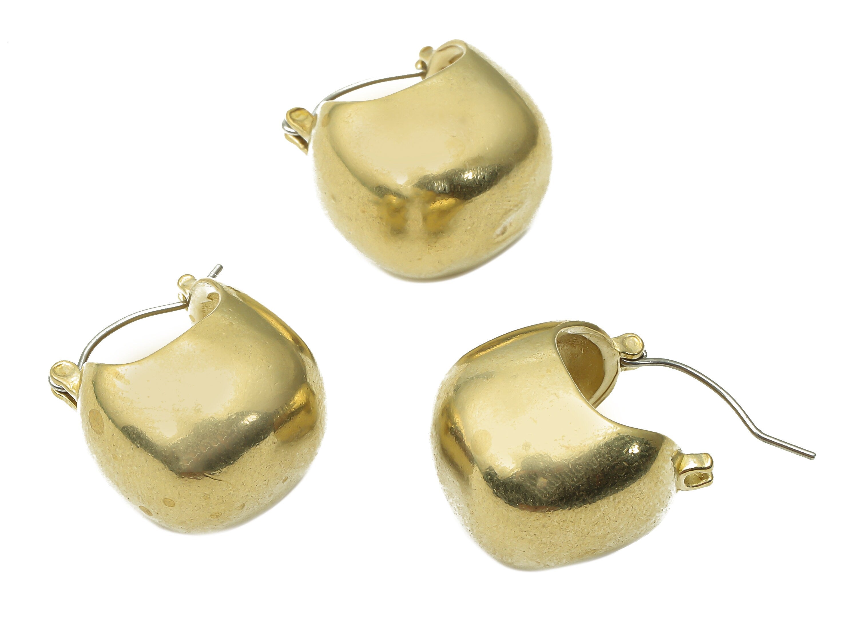 Brass Earrings Clasps - Raw Brass Basket Bag Earrings - Stainless Steel Stud - Raw Brass Clasps - 20.4x19.1x1.15mm - PP7725 - DOMEDBAZAAR