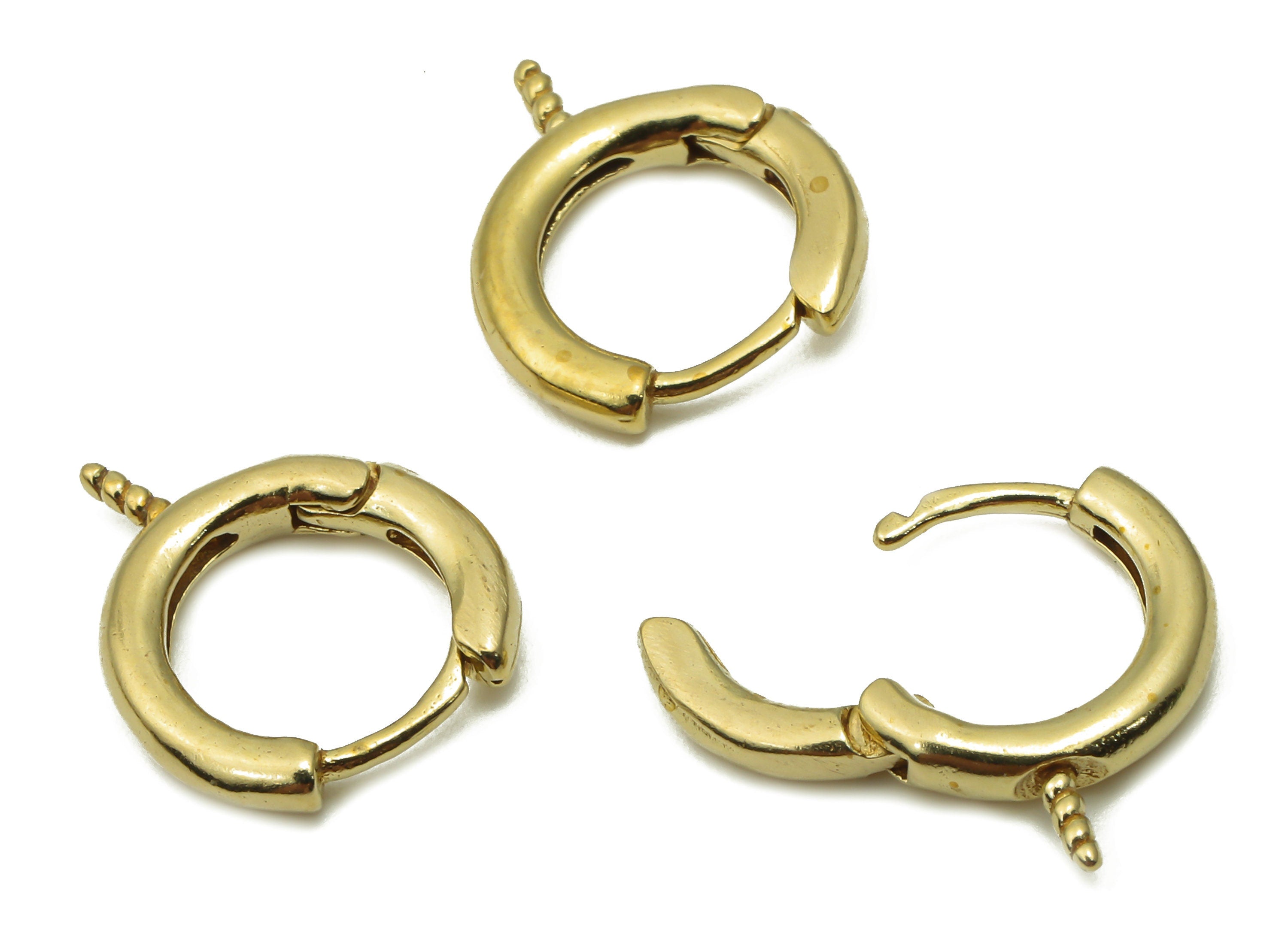 Brass Round Earring Hoop - Raw Brass Circle Huggie Earrings - Brass Circle Thick Hoop Clasps - For Pearl Clasps - 13.13x11.7x2.32mm - PP7737 - DOMEDBAZAAR