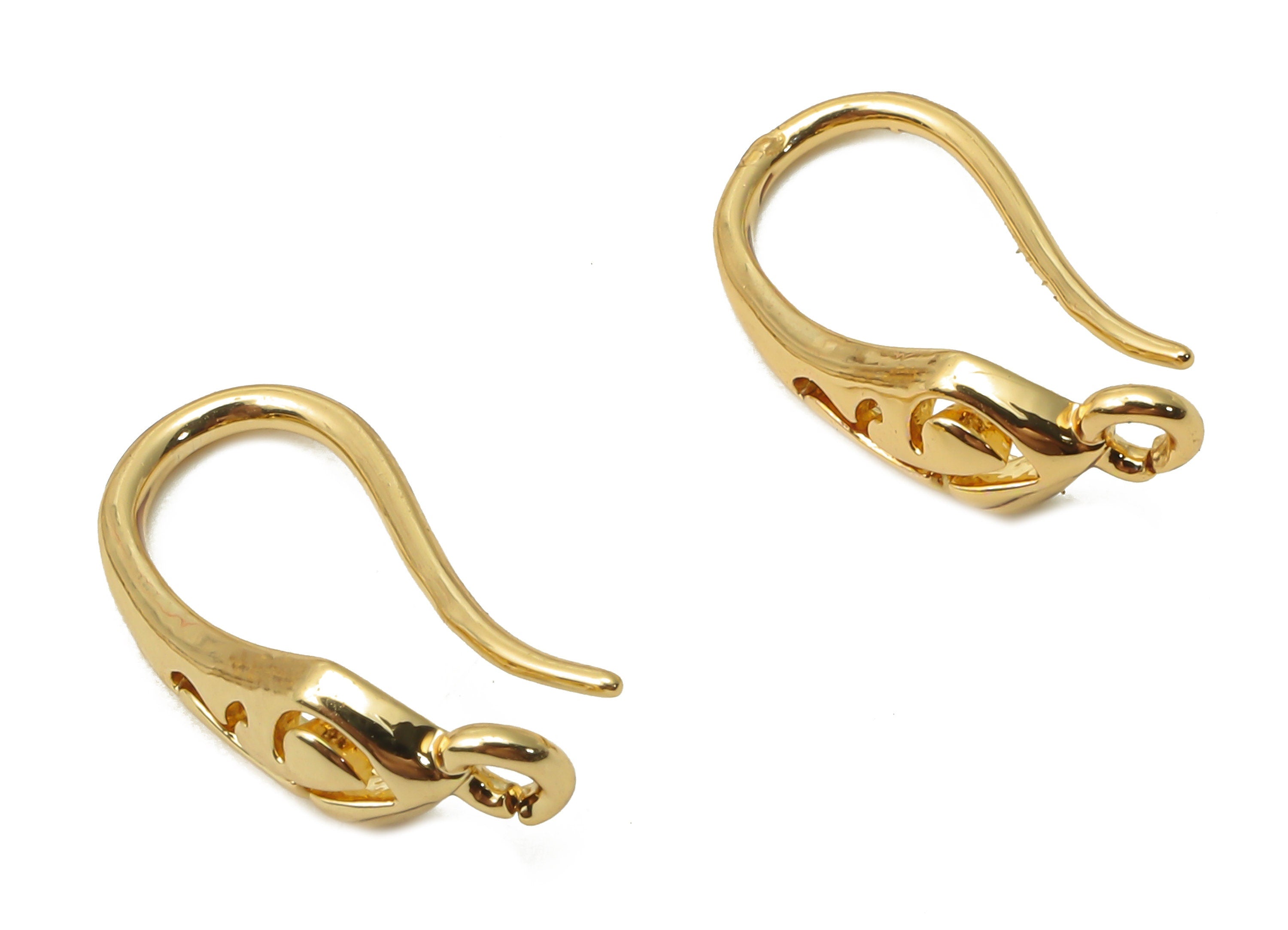 Brass Ear Wires - Brass Earrings Ear Hooks With Loop - Ear Wire - 18K Real Gold Plated - DIY Earring Findings - 16.35X6.8x1.67mm - RGP4797 - DOMEDBAZAAR