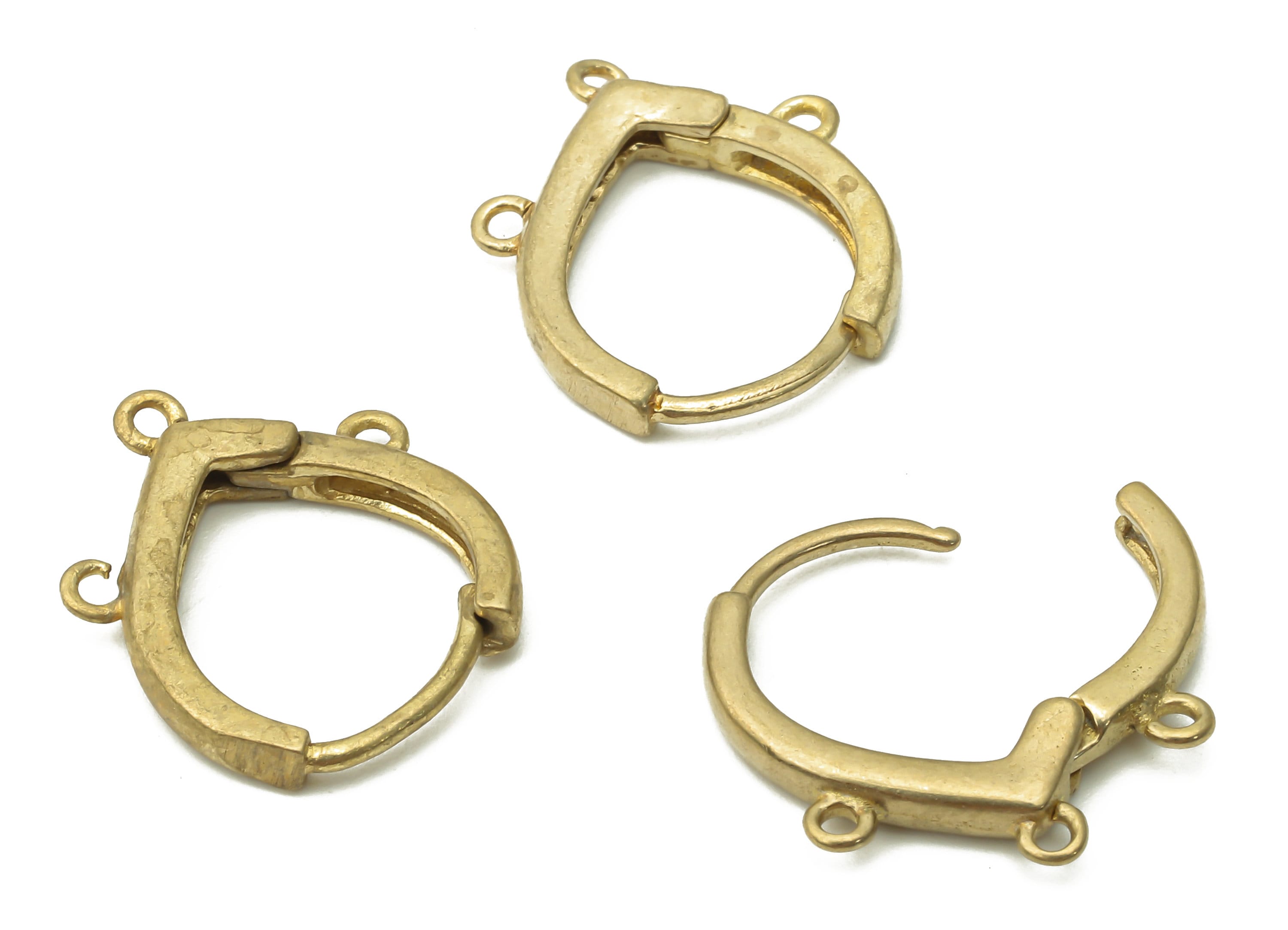 Brass Drop Hoops Earring Connector - Raw Brass Teardrop Hoop Earring With Loop - Brass Huggie Clasps With 3 Loops - 17.5x14.4x2.6mm - PP7764 - DOMEDBAZAAR