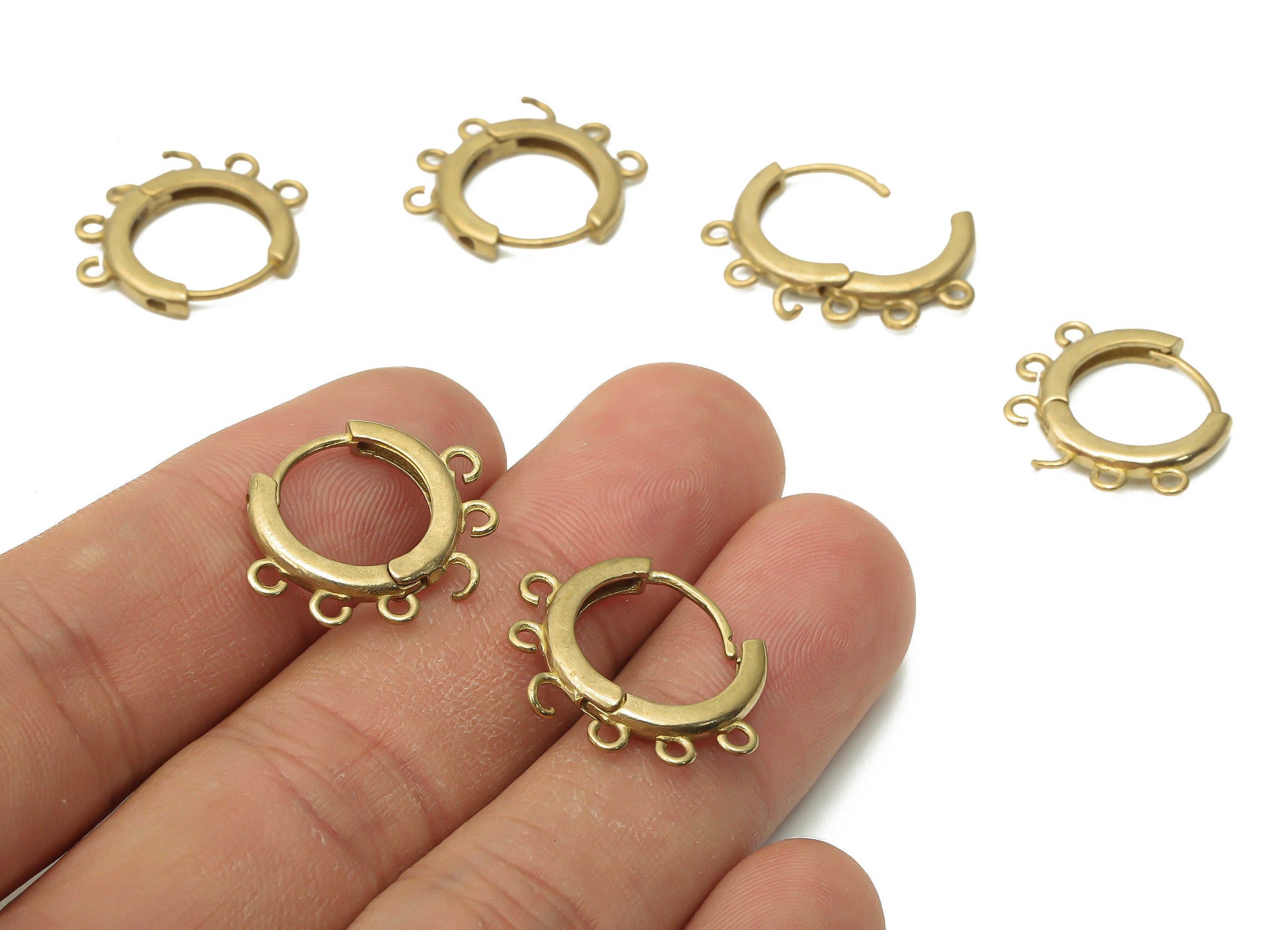 Brass Round Hoops Earring Connector - Raw Brass Circle Hoop Earring With Loop - Brass Huggie Clasps With 6 Loops - 21x17.04x2.4mm - PP7767 - DOMEDBAZAAR