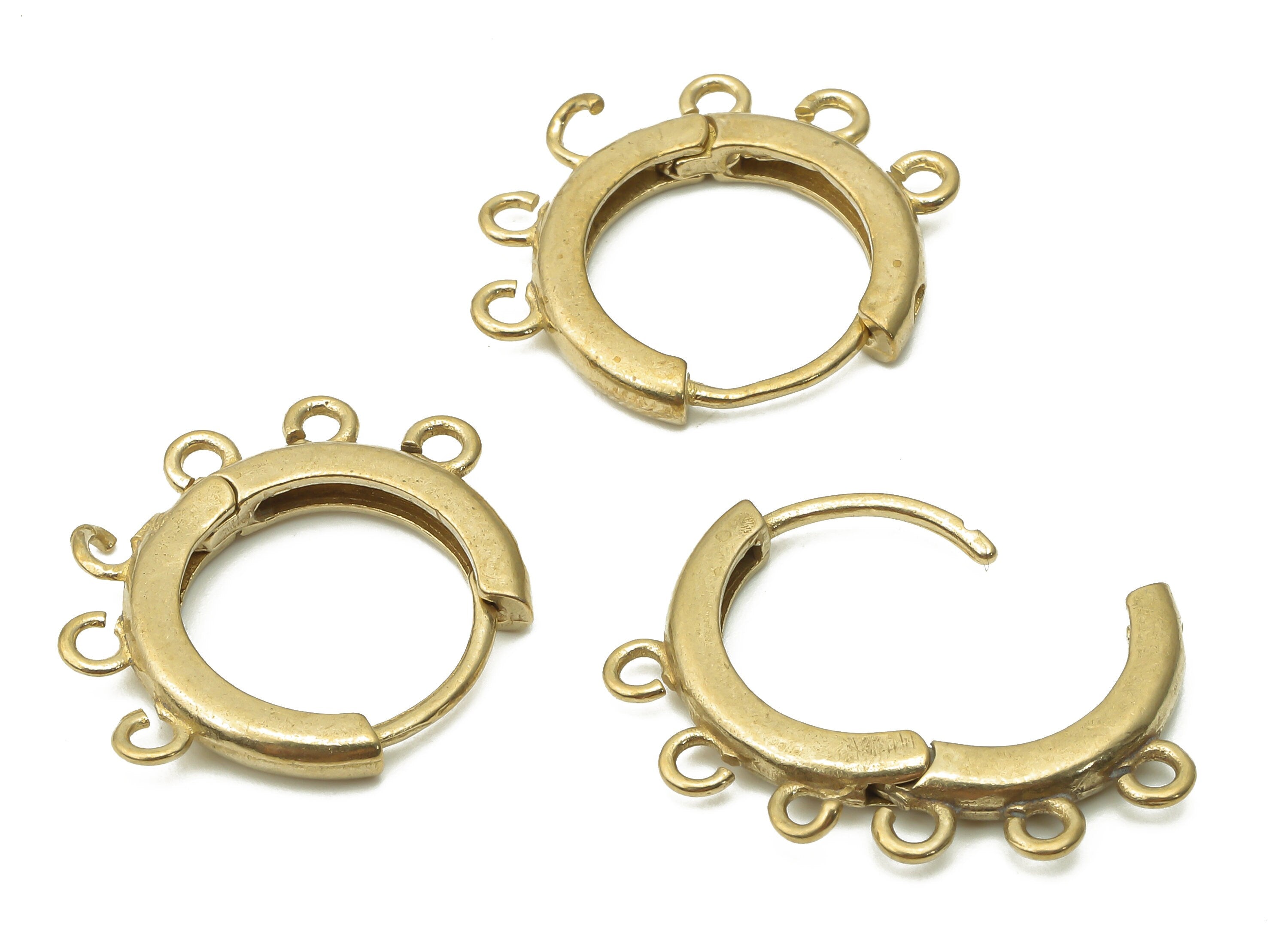 Brass Round Hoops Earring Connector - Raw Brass Circle Thick Hoop Earring With Loop - Huggie Clasps With 6 Loops - 20.8x17.1x2.6mm - PP7771 - DOMEDBAZAAR