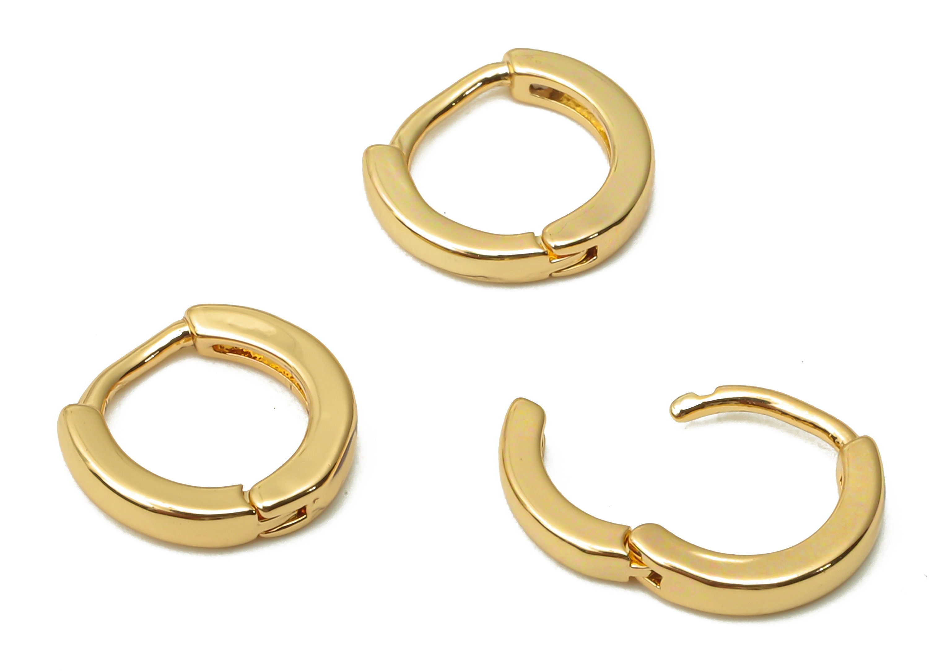Brass Round Earrings Clasps - Gold Plated Earrings Hoop - Brass Hoop Clasps - 18K Real Gold Plated Brass - 18x8.32x1.23mm - RGP4817 - DOMEDBAZAAR