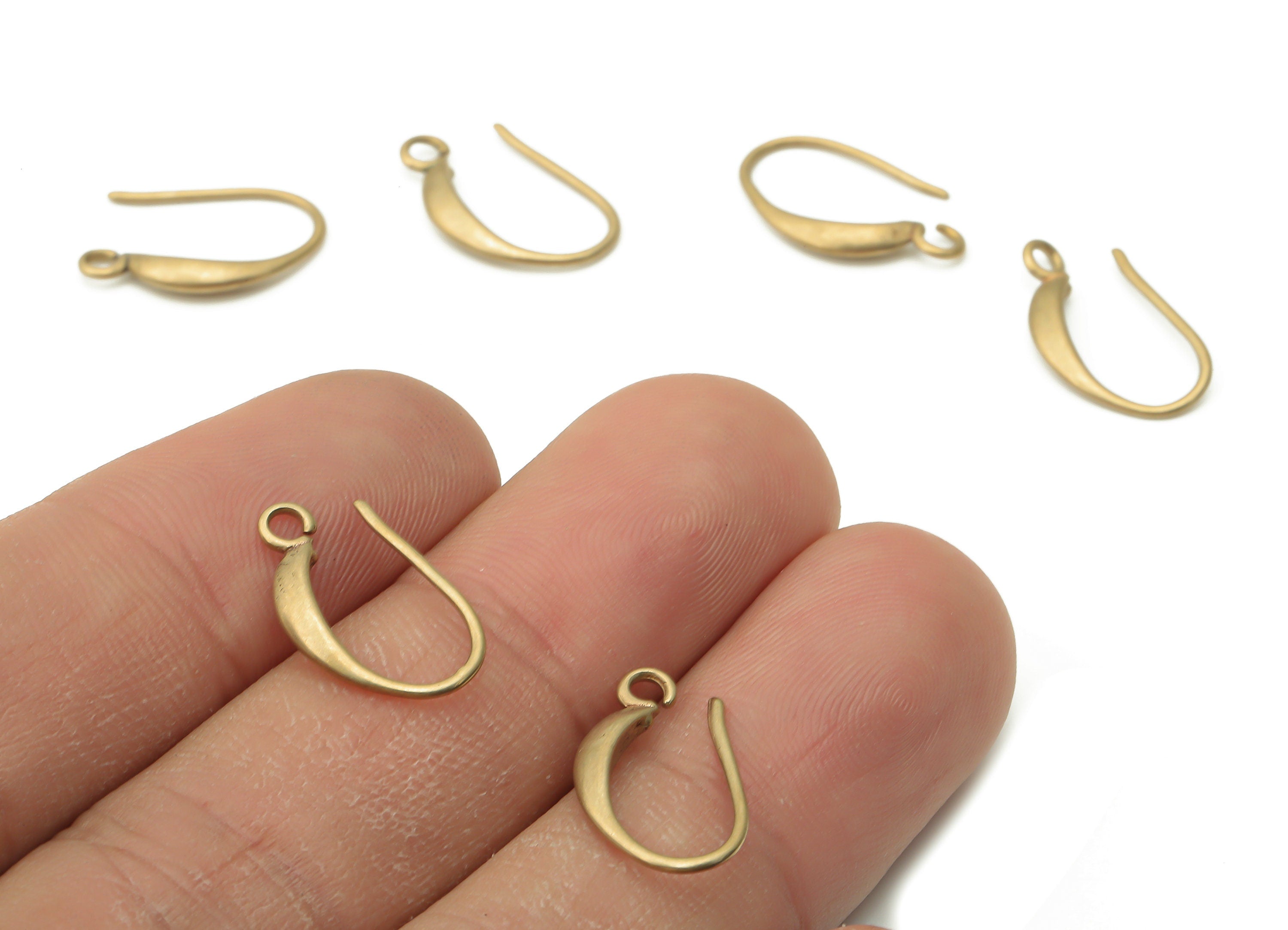 Brass Earrings Wires - Raw Brass Earring Hooks With Loop - Brass Ear Hooks - Earrings Wires - Brass Earring - 16.56x9.57x2.25mm - PP7783 - DOMEDBAZAAR