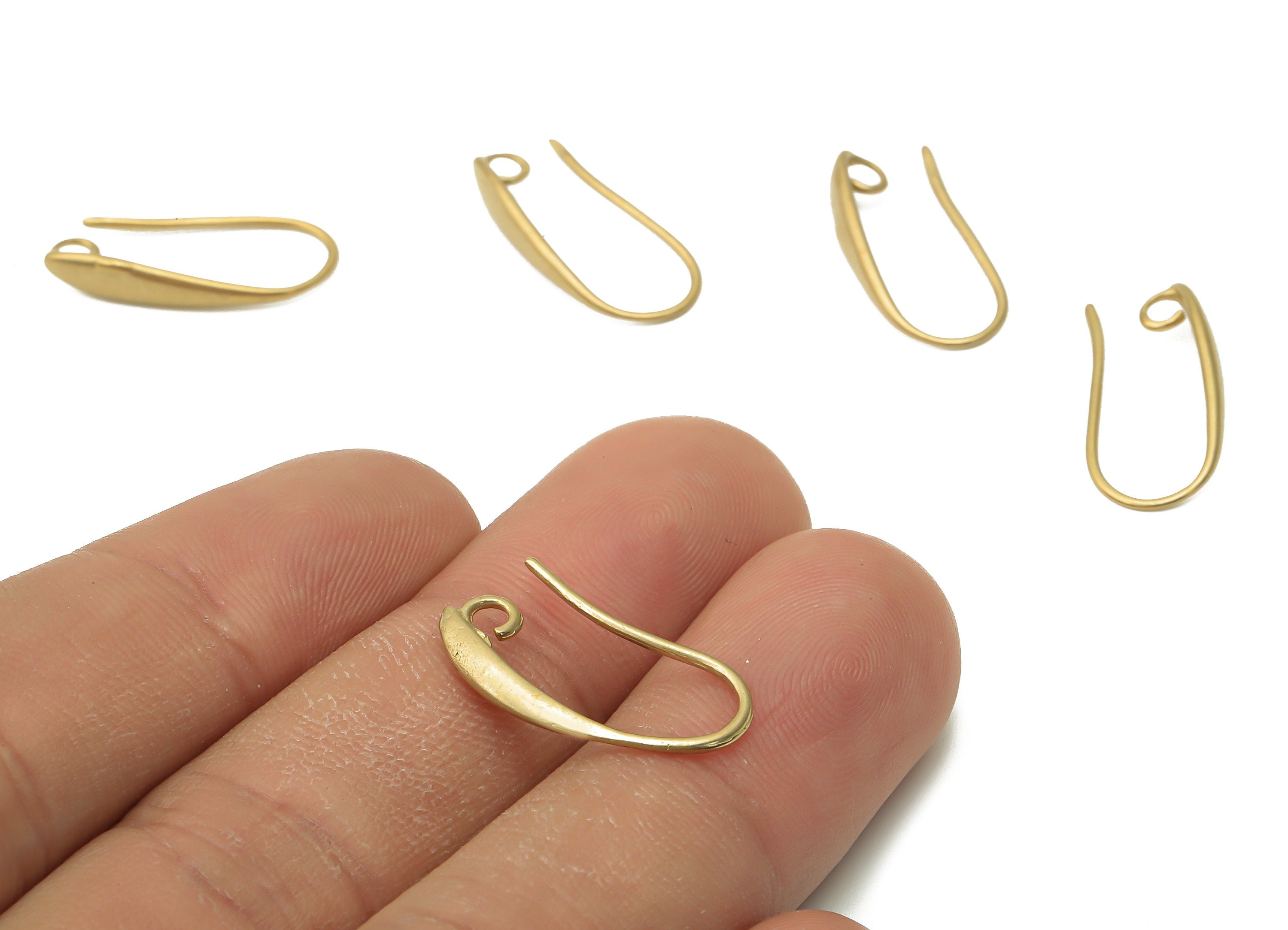 Brass Earrings Wires - Raw Brass Earring Hooks - Brass Ear Hooks Findings - Brass Wire Earrings - Brass Earring - 20.42x8.76x1.28mm - PP7785 - DOMEDBAZAAR